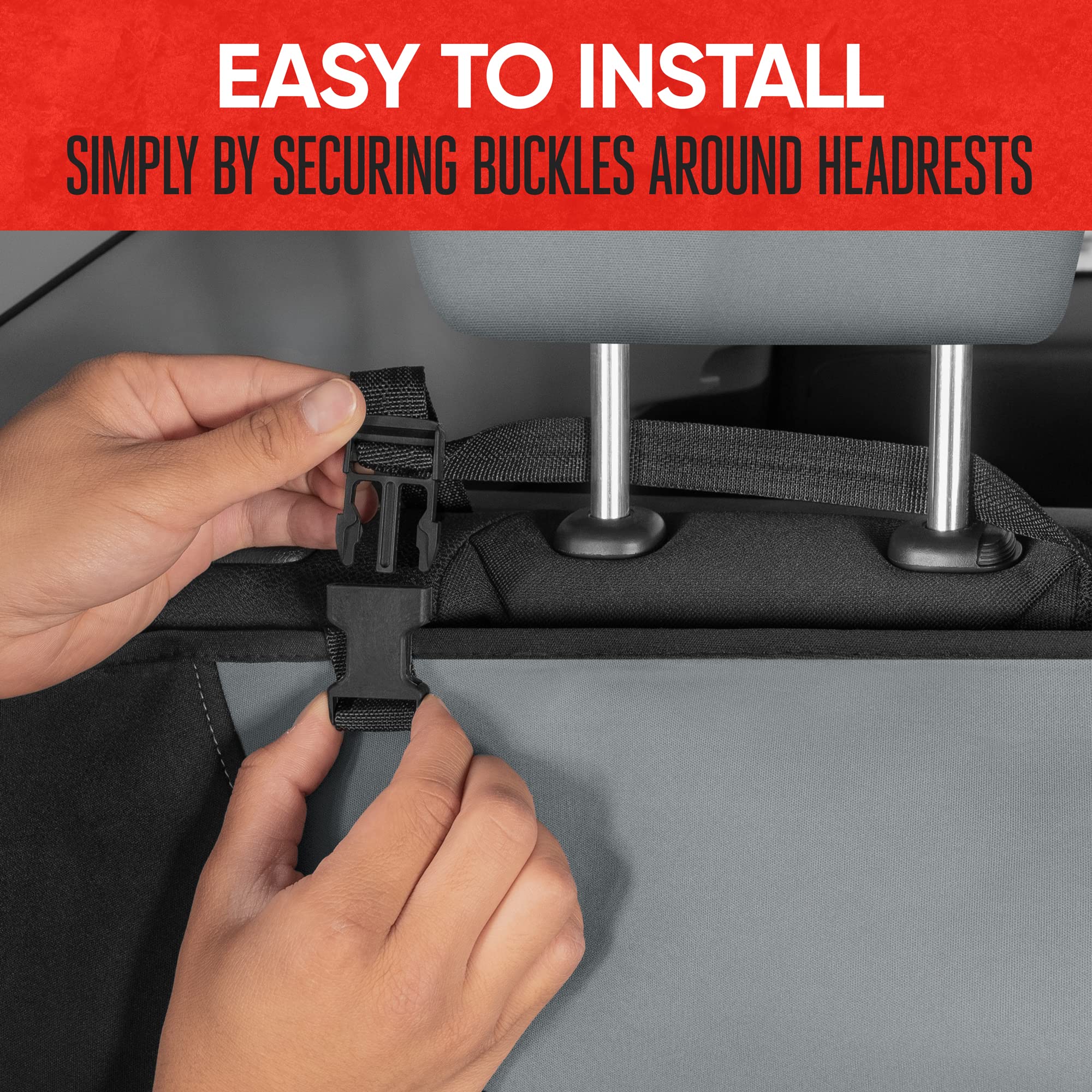 Motor Trend AquaShield Waterproof Gray Padded Neoprene Rear Bench Seat Cover for Cars, Ideal Back Seat Protector for Kids & Dogs