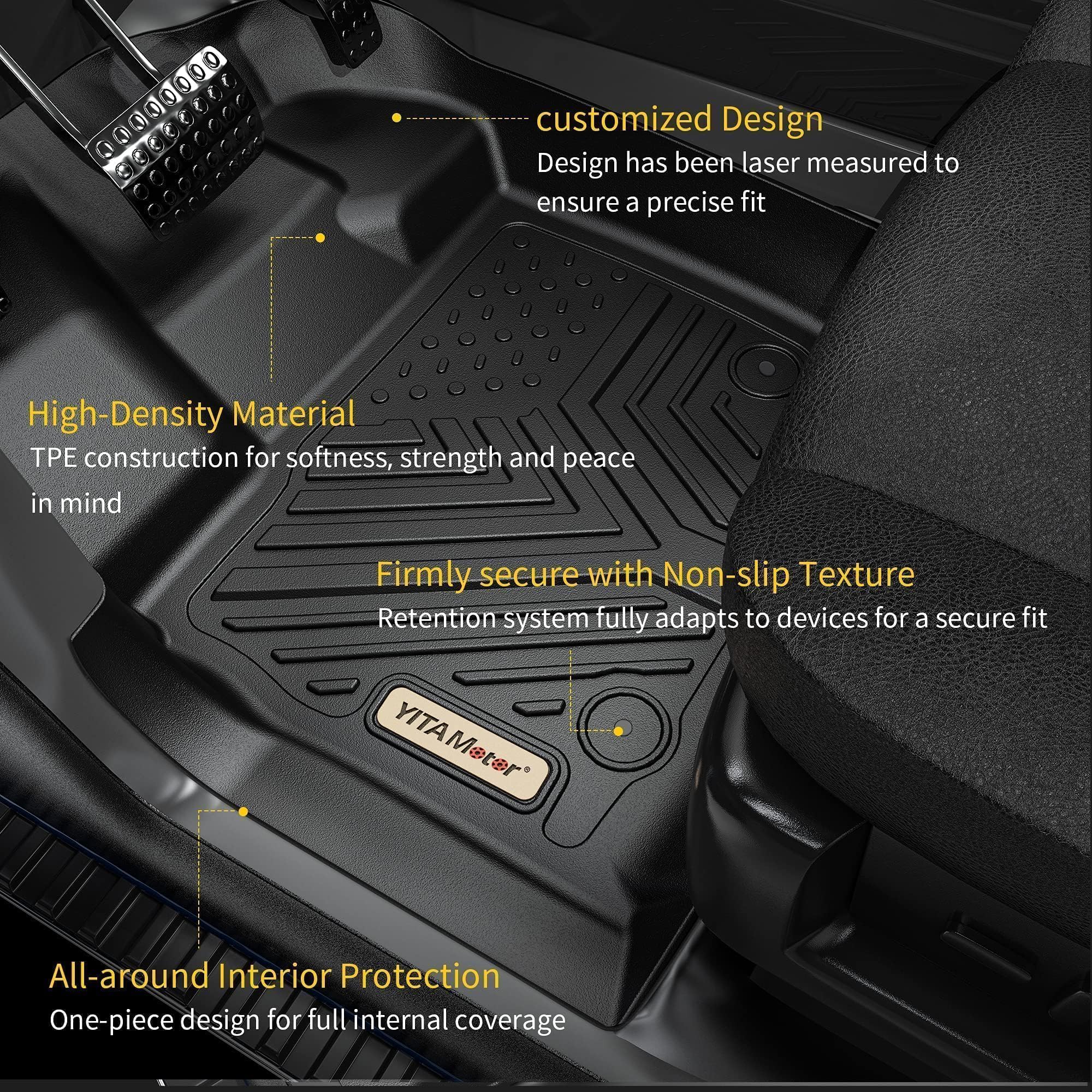 Yitamotor Floor Mats Compatible With 2008-2021 Nissan Frontier Crew Cab, Custom Fit Floor Liners, 1St & 2Nd Row All-Weather Prot