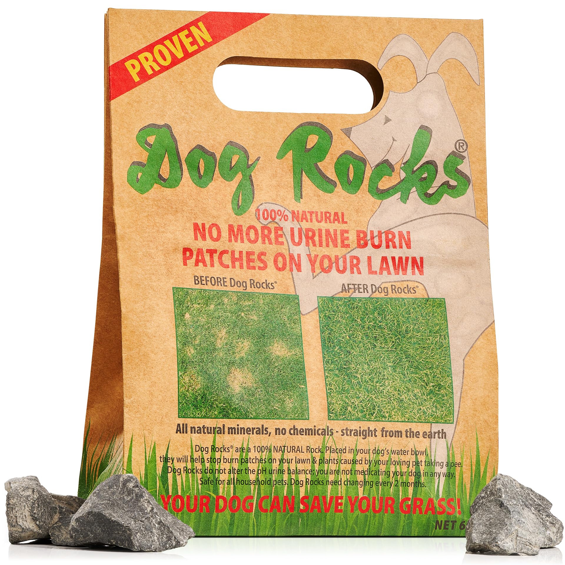 Dog Rocks Dog Pee Grass Neutralizer for Green Grass in 3-5 Weeks | Dog Grass Saver Rock | 100% Natural Urine Neutralizer for Lawn  Grass and Hedges | 600 grams-New