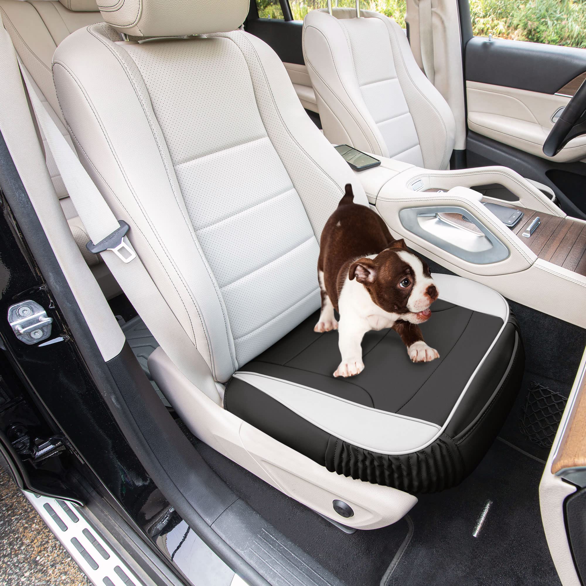 FH Group Car Seat Cushion - Durable PU Leather Car Seat Cushions, 2 Piece Front Set Car Seat Cushion, Bottom Seat Protector, Wat