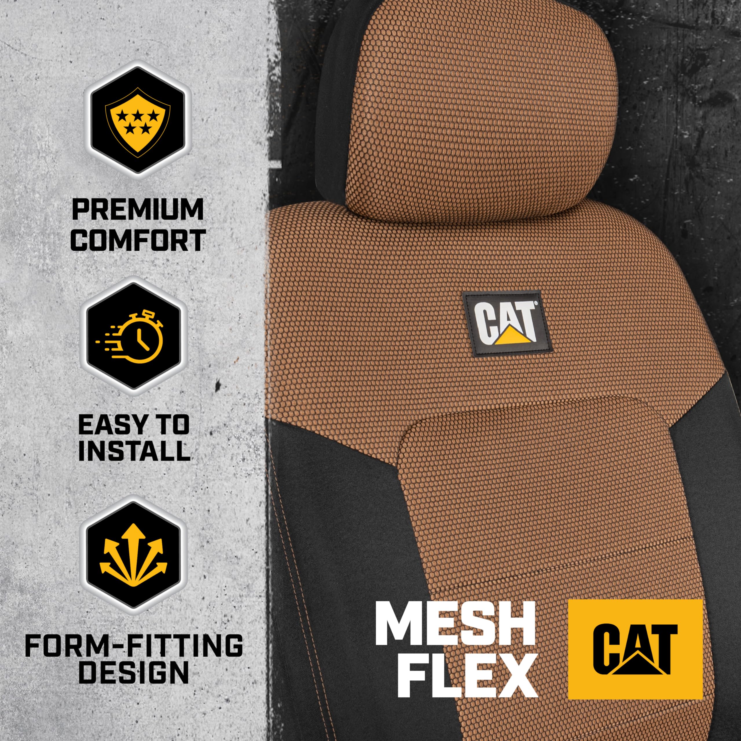 Cat Meshflex Automotive Seat Covers For Cars Trucks And Suvs (Set Of 2) - Beige Car Seat Covers For Front Seats, Truck Seat Prot