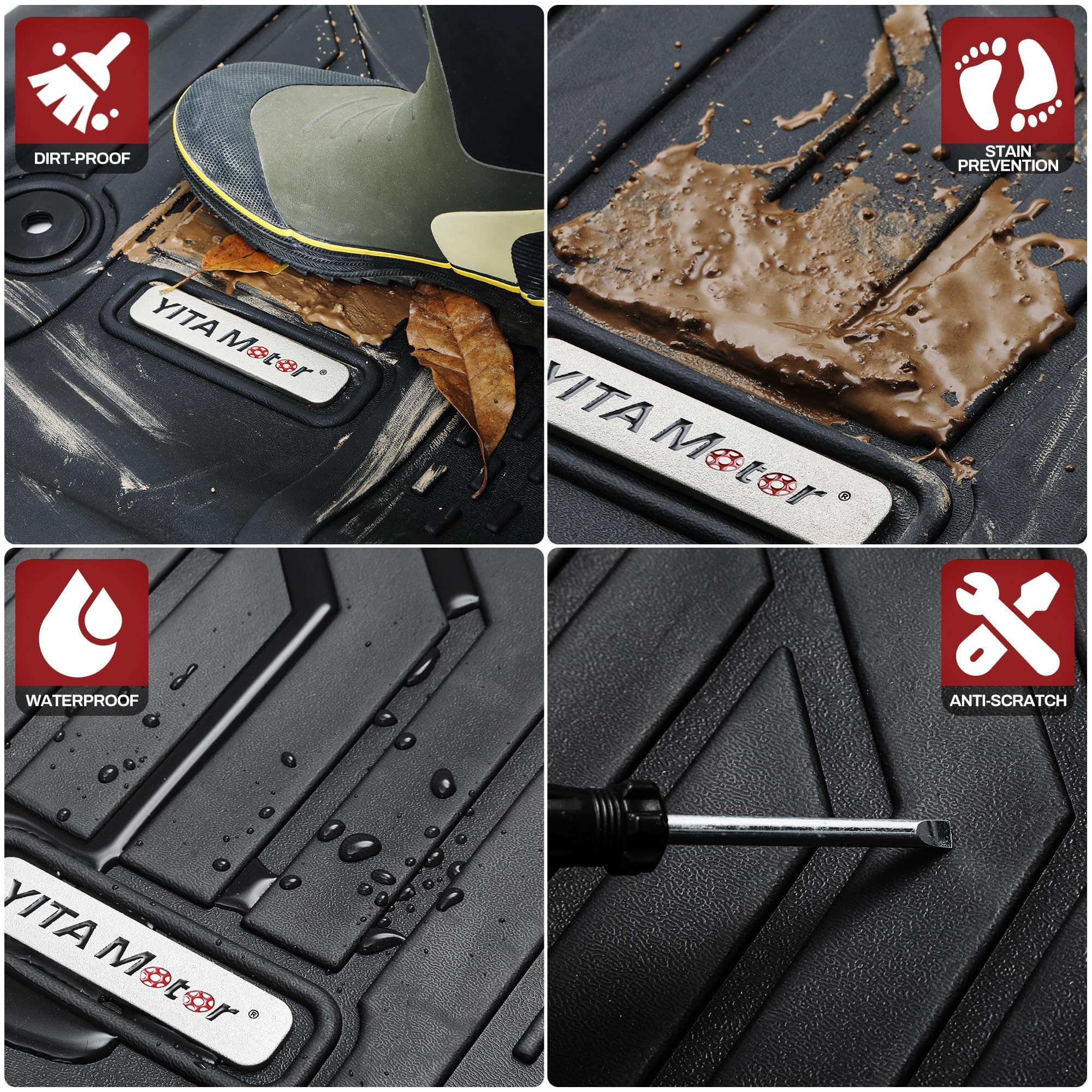 Yitamotor Floor Mat Fit For Toyota Tacoma 2024-2025 Double Cab (Not Fit Hybrid), Tpe All Weather Waterproof Floor Liners For Tac