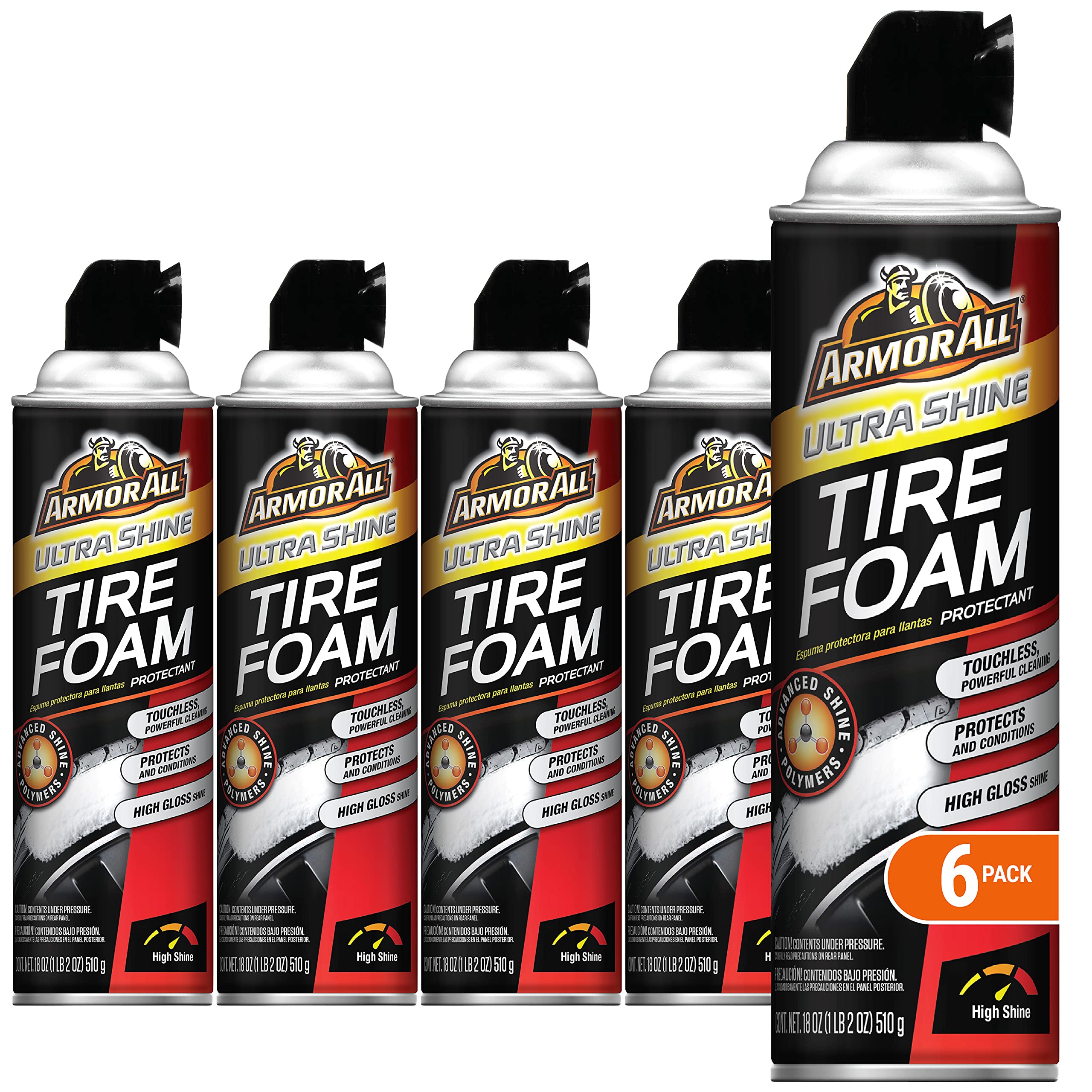 Armor All 14900 Tire Foam Ultra Shine, 18-Fluid Ounce Cans (Pack Of 6)