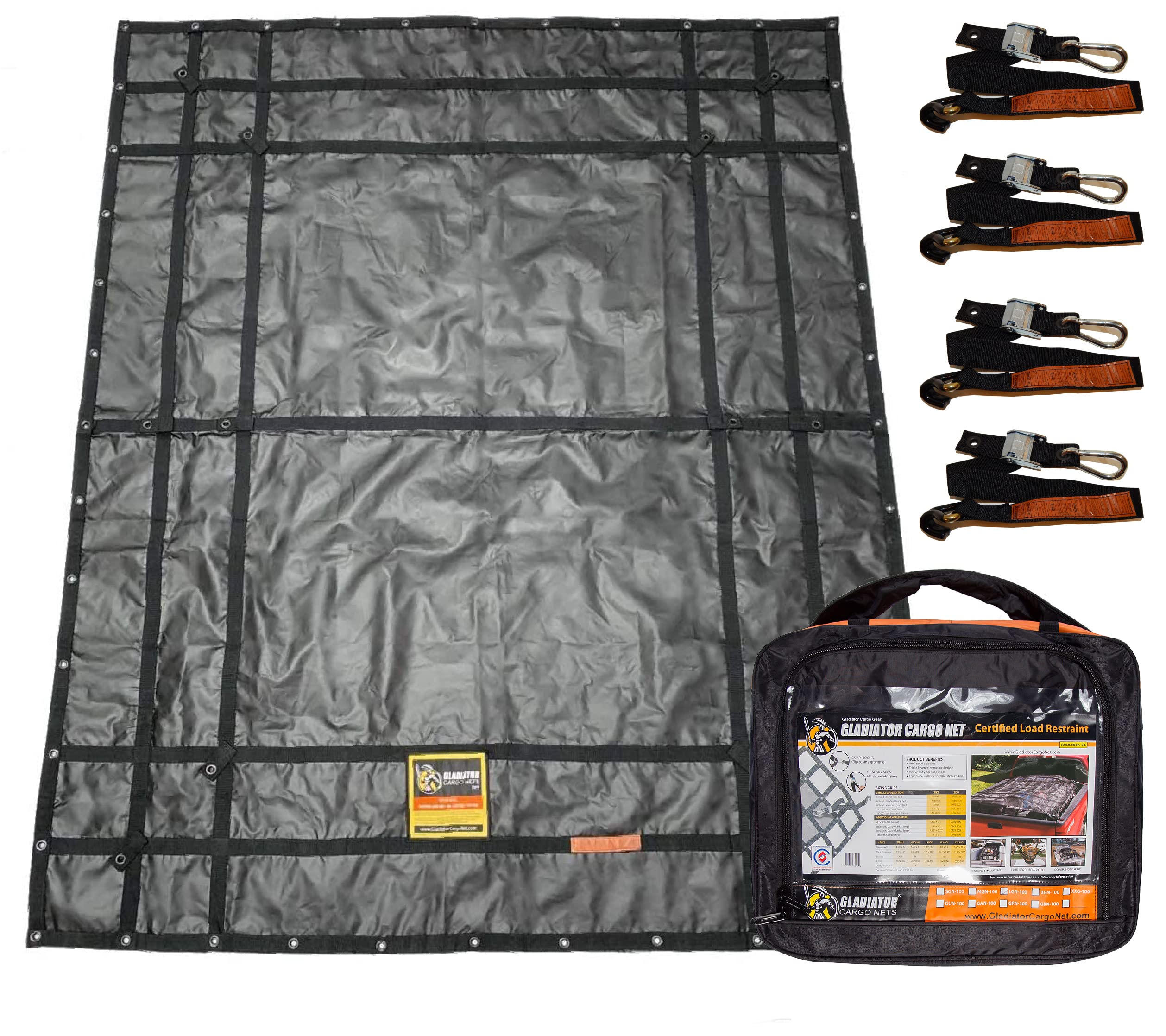 Waterproof Gladiator Cargo Net- Heavy Duty Truck Cargo Net Tarp (Mgw-100) Medium: 6.75' X 8'
