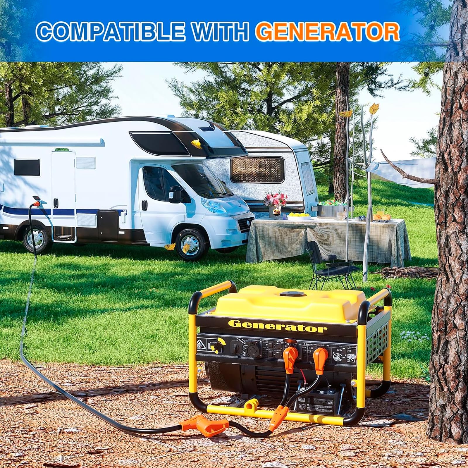 Nilight 30A to 50A Y Splitter Adapter Cord - TT-30P Male to 14-50R Female, Heavy Duty Waterproof for RV, Camper, Trailer, Van