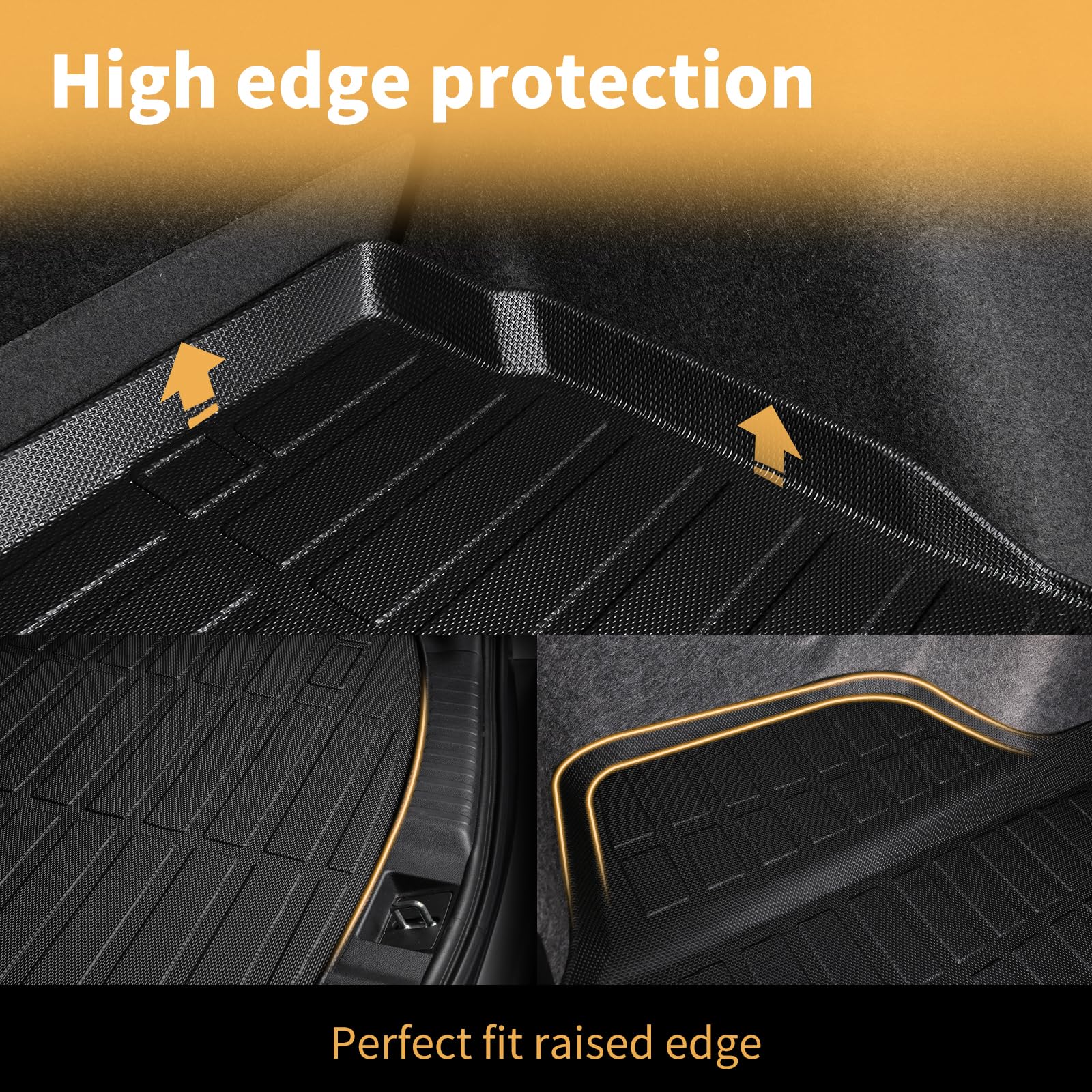 GINOWY- Floor Mats & Cargo Liner for Hyundai Santa Fe 2019-2020, TPE All Weather Protection Santa Fe Car Mats, Non-Slip Trunk Ca