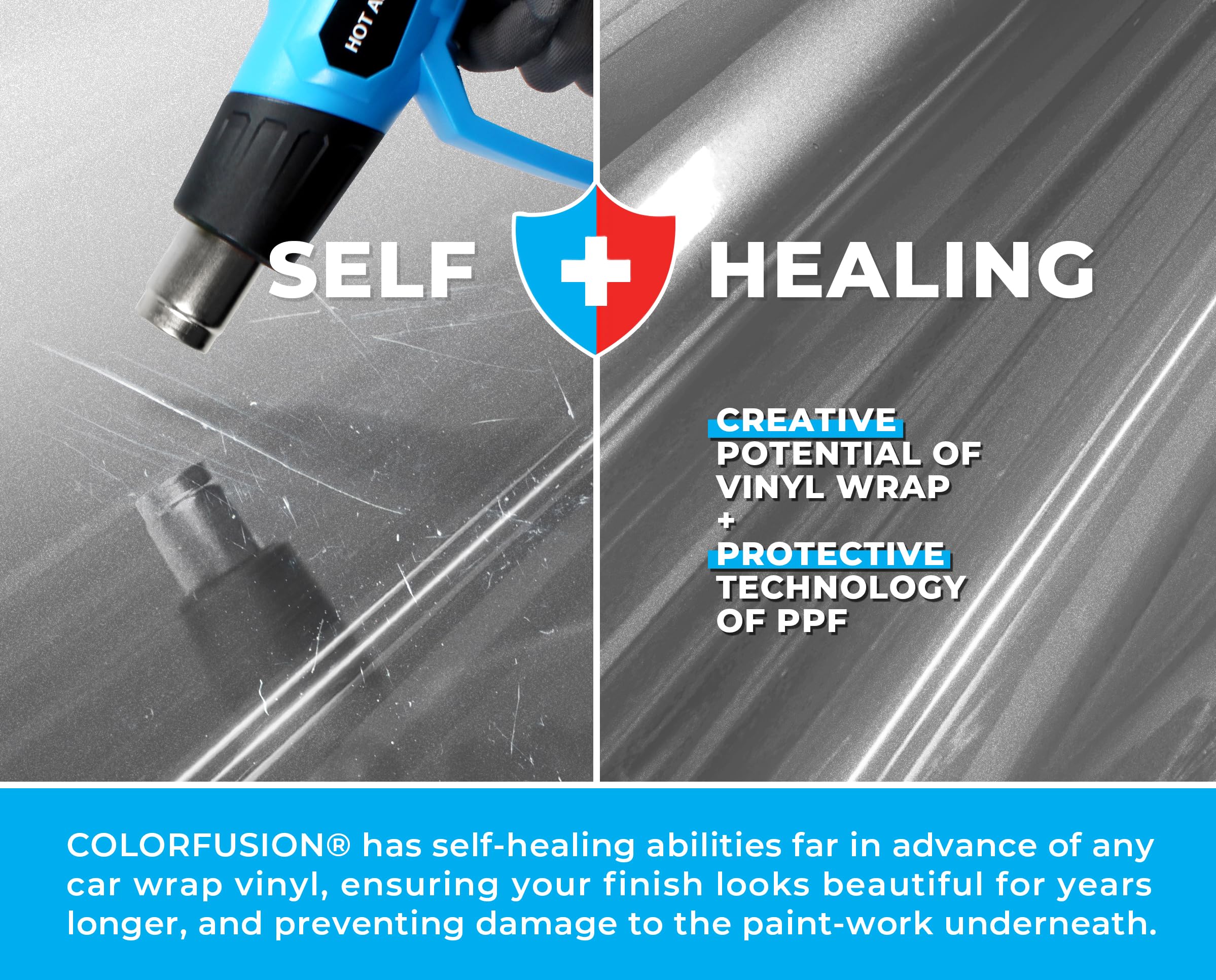 Colorfusion Ppf By Vvivid, Gloss Gt Silver Dry Apply Ppf Vinyl Car Wrap Roll 1Ft X 5Ft