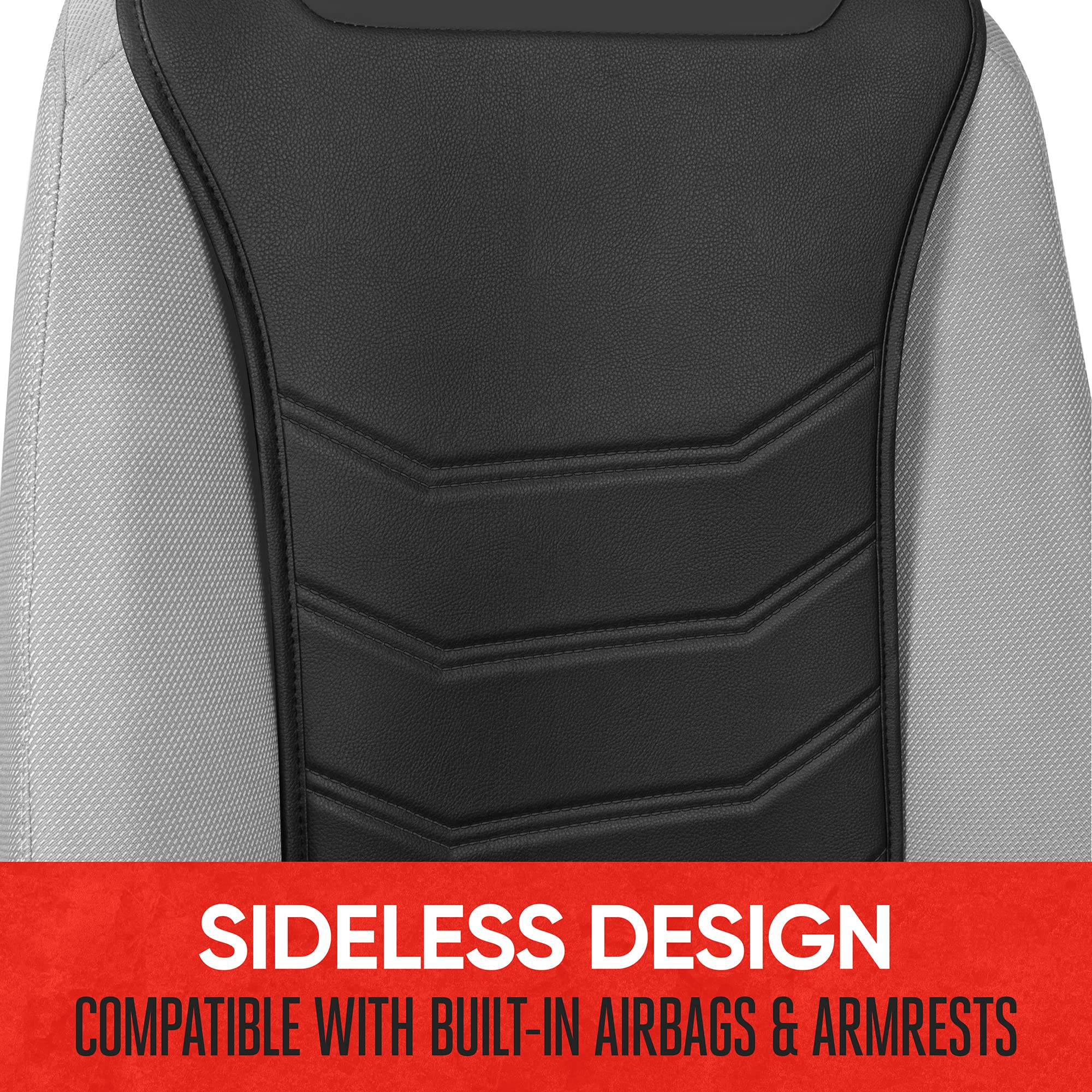 Motor Trend Luxefit Black Seat Covers For Cars Trucks Van Suv (2 Pack), Premium Faux Leather Car Seat Covers, Easy To Install Au