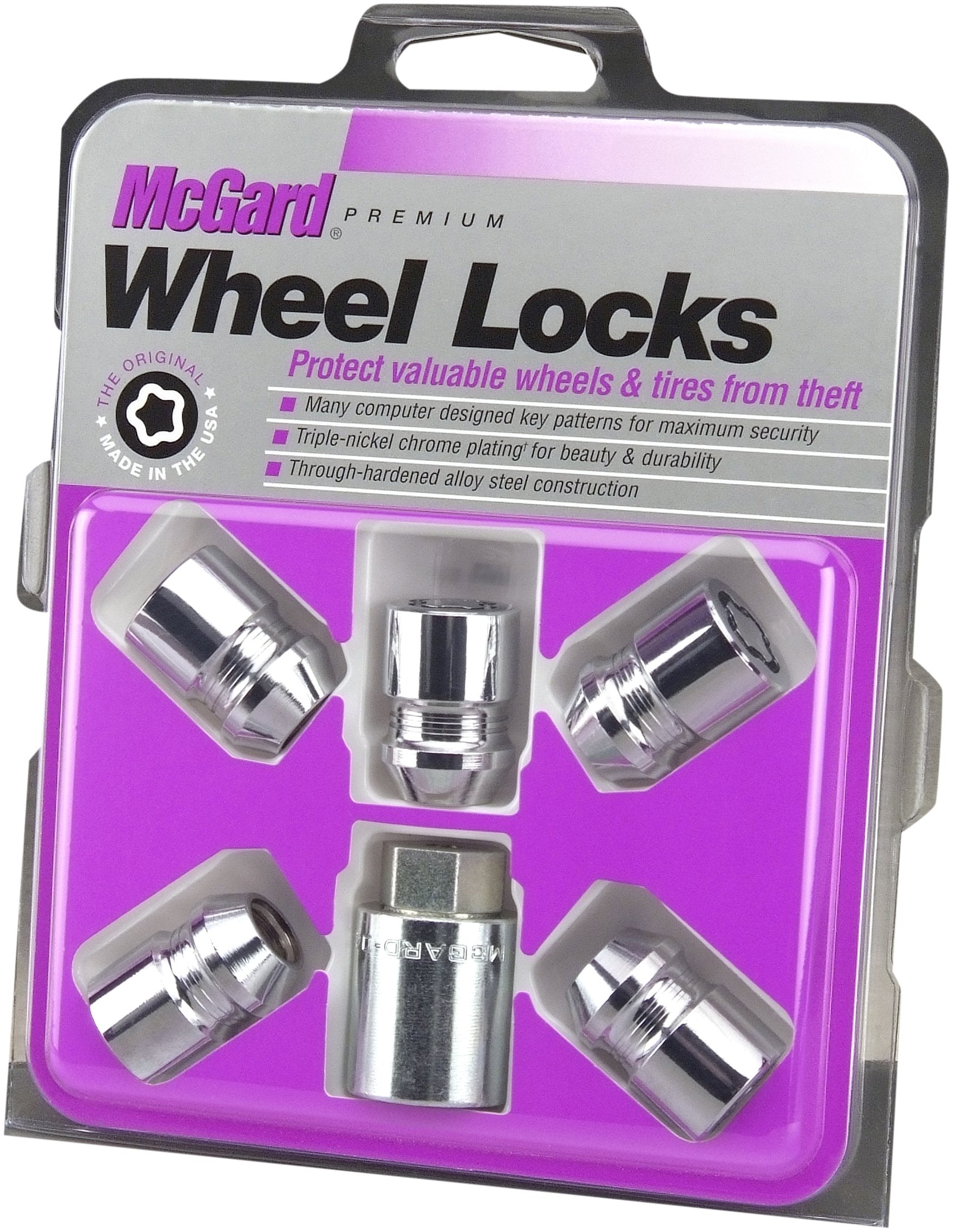 Mcgard 24554 Chrome Cone Seat Wheel Locks (12 X 1.25 Thread Size) - Set Of 5