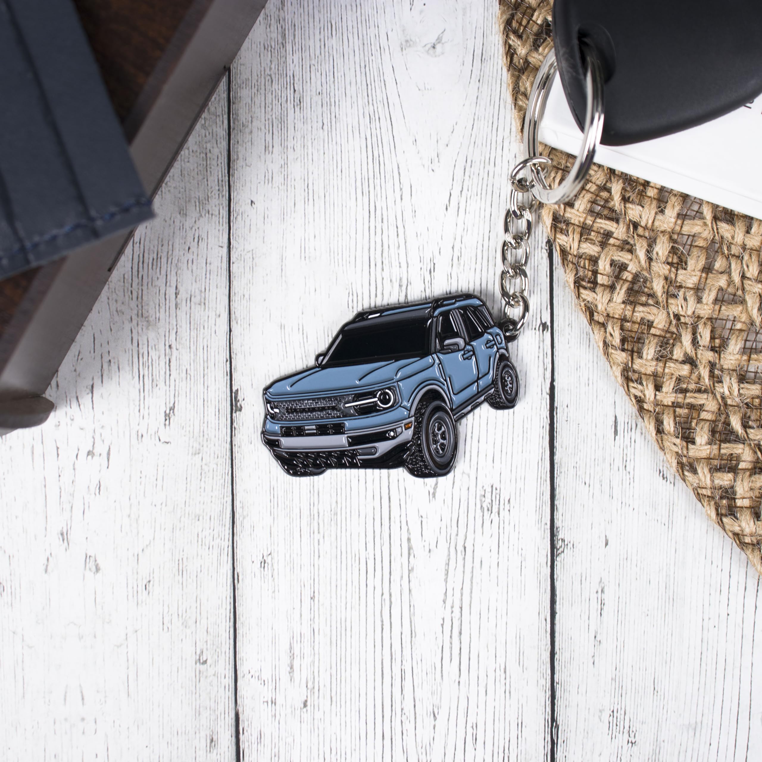 Four Wheel Beast Bronco Sport Keychain Compatible With Ford Bronco Accessories 2023 2024 4 Door Key Chain Fob Gift (Area 51)