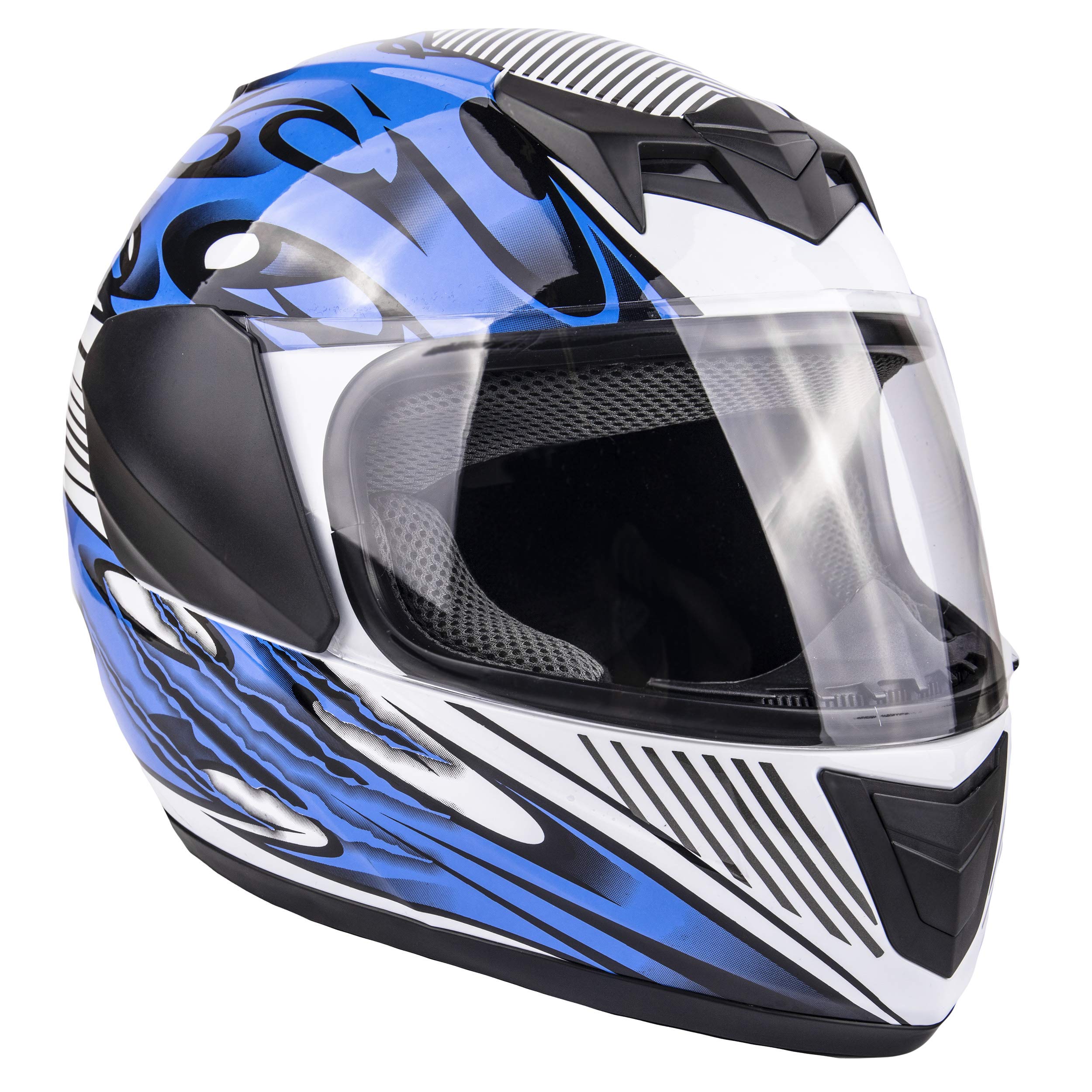 Typhoon Youth Full Face Motorcycle Helmet Kids Dot Street -Blue ( Large )