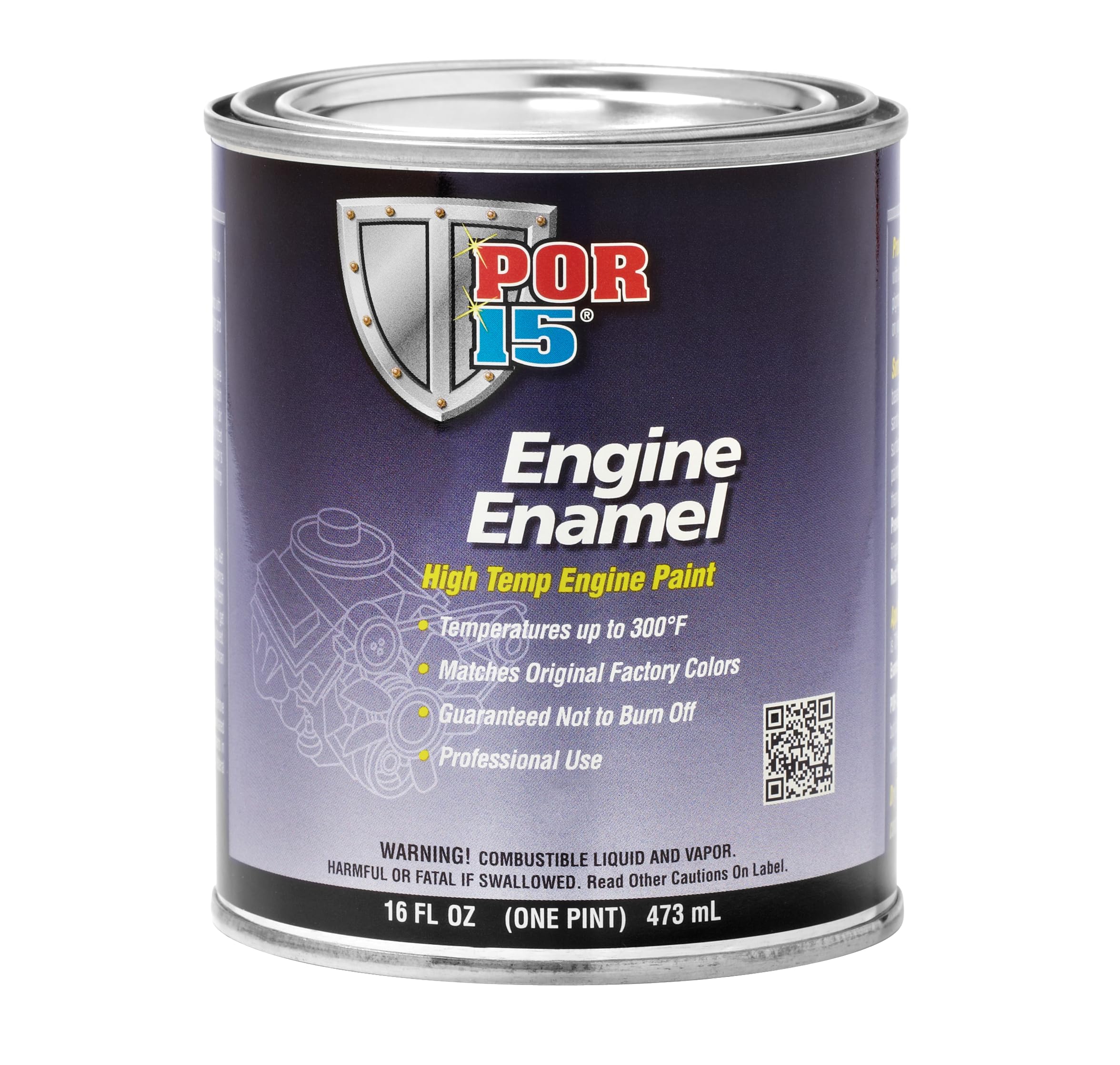 Por-15 Engine Enamel, High Temperature Engine Paint, 16 Fluid Ounces, Hi Po Yellow