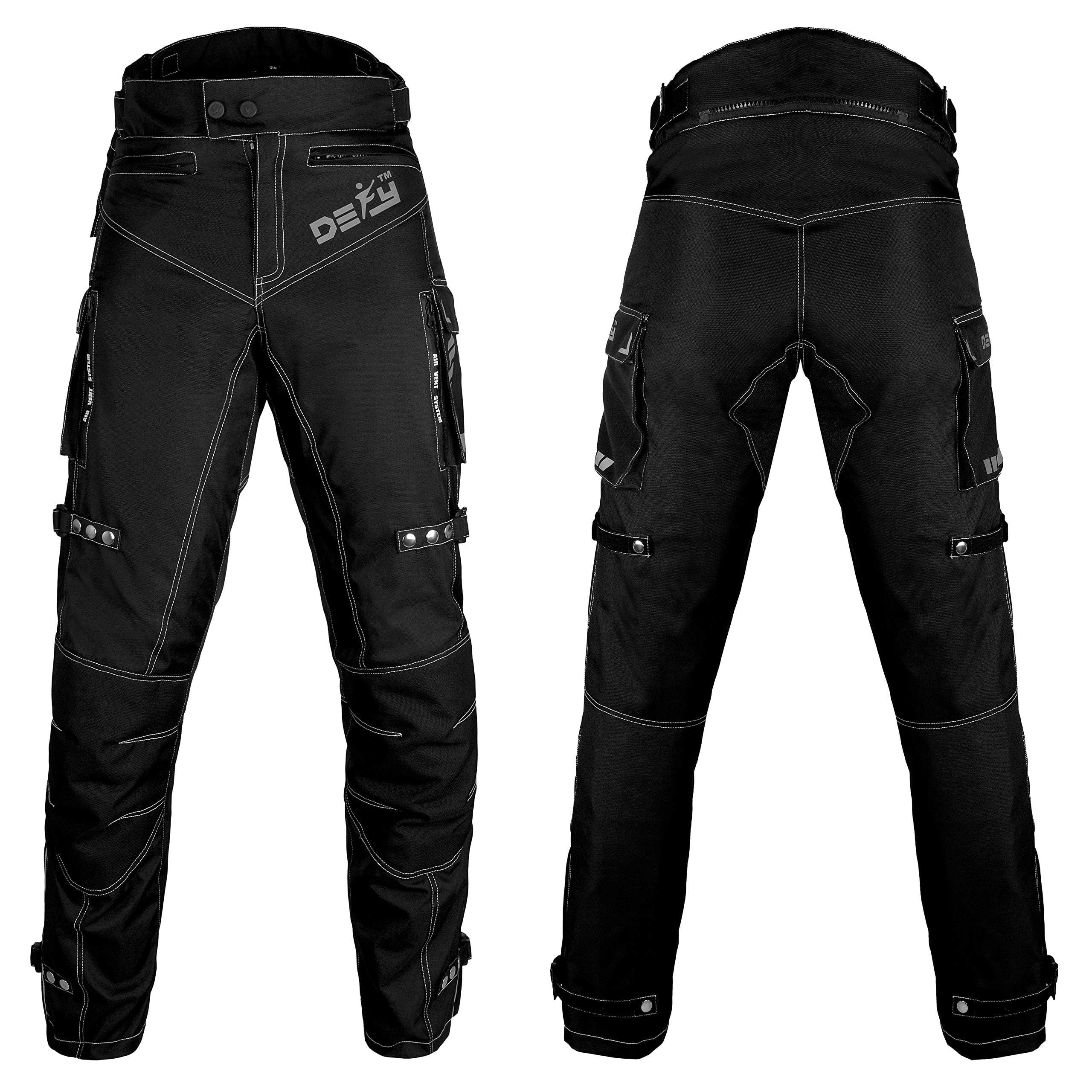 Motorcycle Pants for Men Dual Sport Motorbike Pant Waterproof, Windproof Riding Pants AllWeather with Removable CE Armored Blac