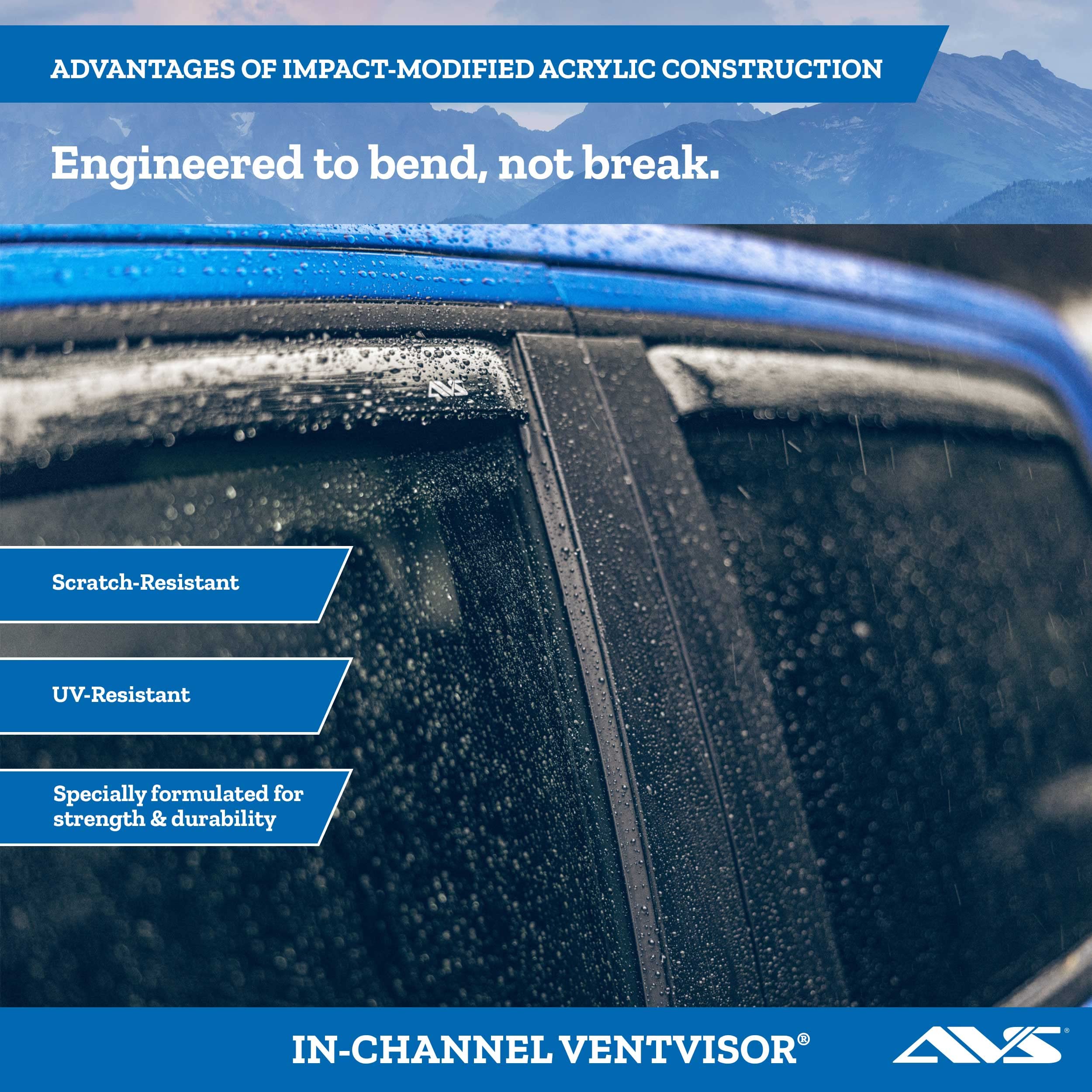 Auto Ventshade [Avs] In-Channel Rain Guards For 2015 - 2024 Ford Edge, 4 Pcs. | Window Vent Visors - Smoke | 194930