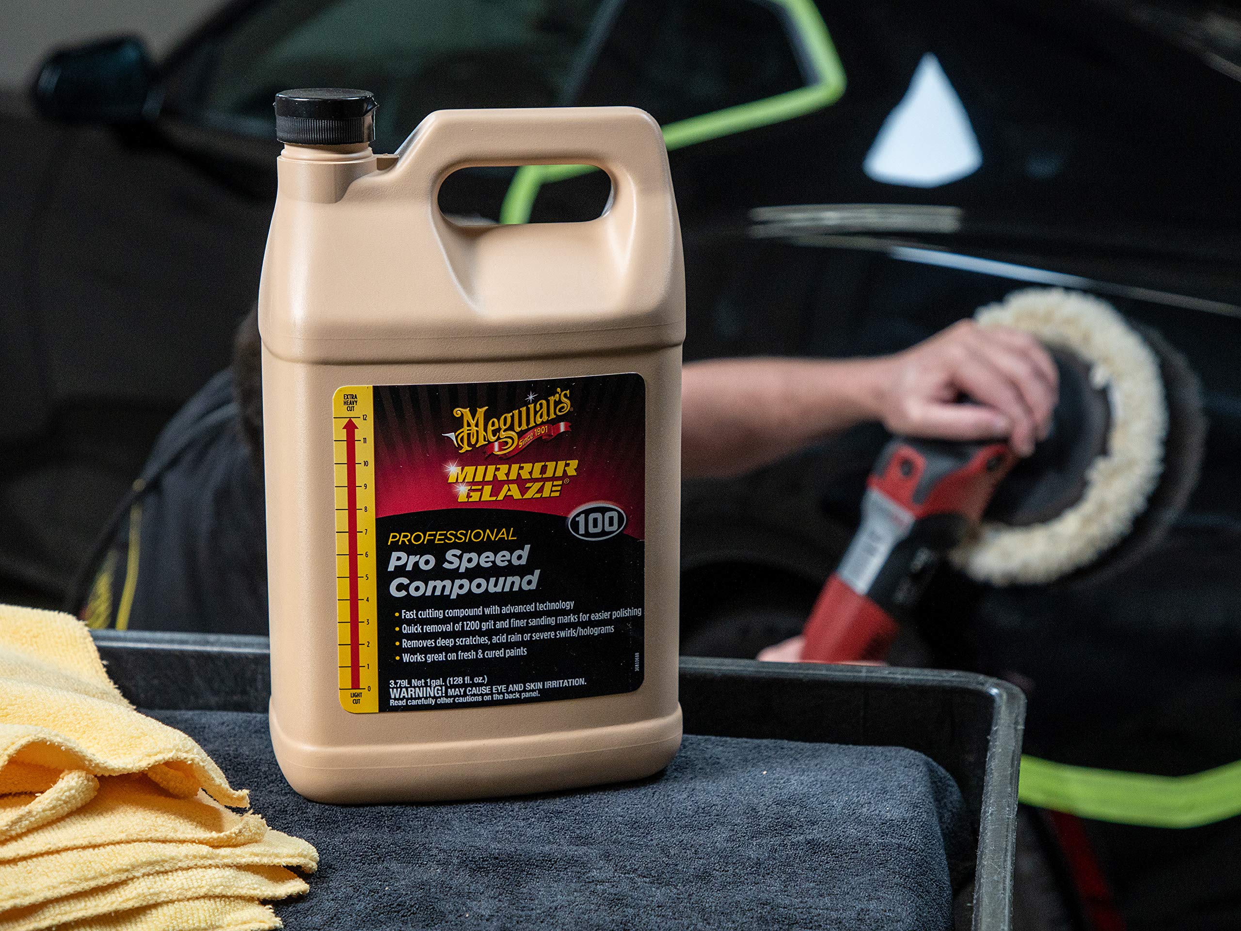 Meguiar'S M10001 Mirror Glaze Pro Speed Compound - Removes Deep Scratches & Severe Swirl - 1 Gallon Container (Packaging May Var