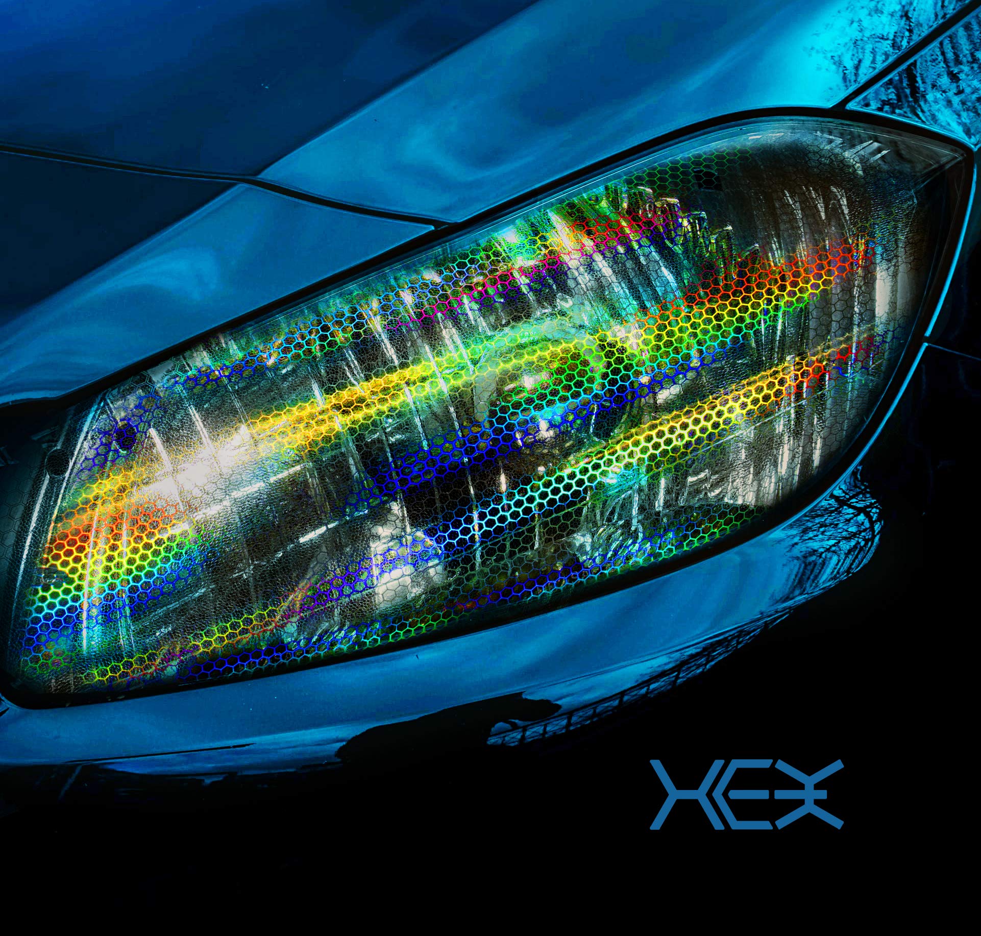 Vvivid Bio Hex+ Air-Tint Headlight Vinyl Roll (17.9'' X 60'', Smoke Micro Pattern)