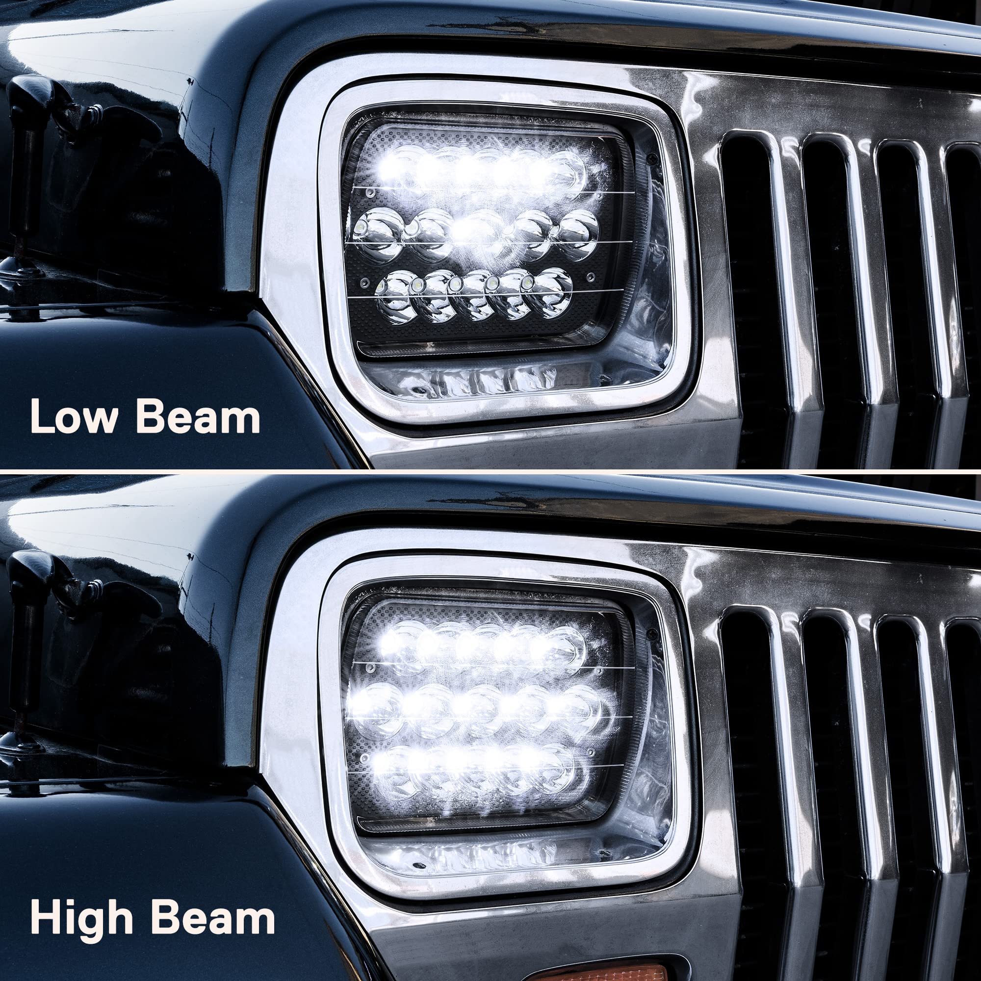 True Mods 7X6 5X7 Led Headlights H6054 H5054 Black [Low/High Sealed Beam] For Jeep Wrangler Yj Cherokee Xj Pickup Truck Van Chev
