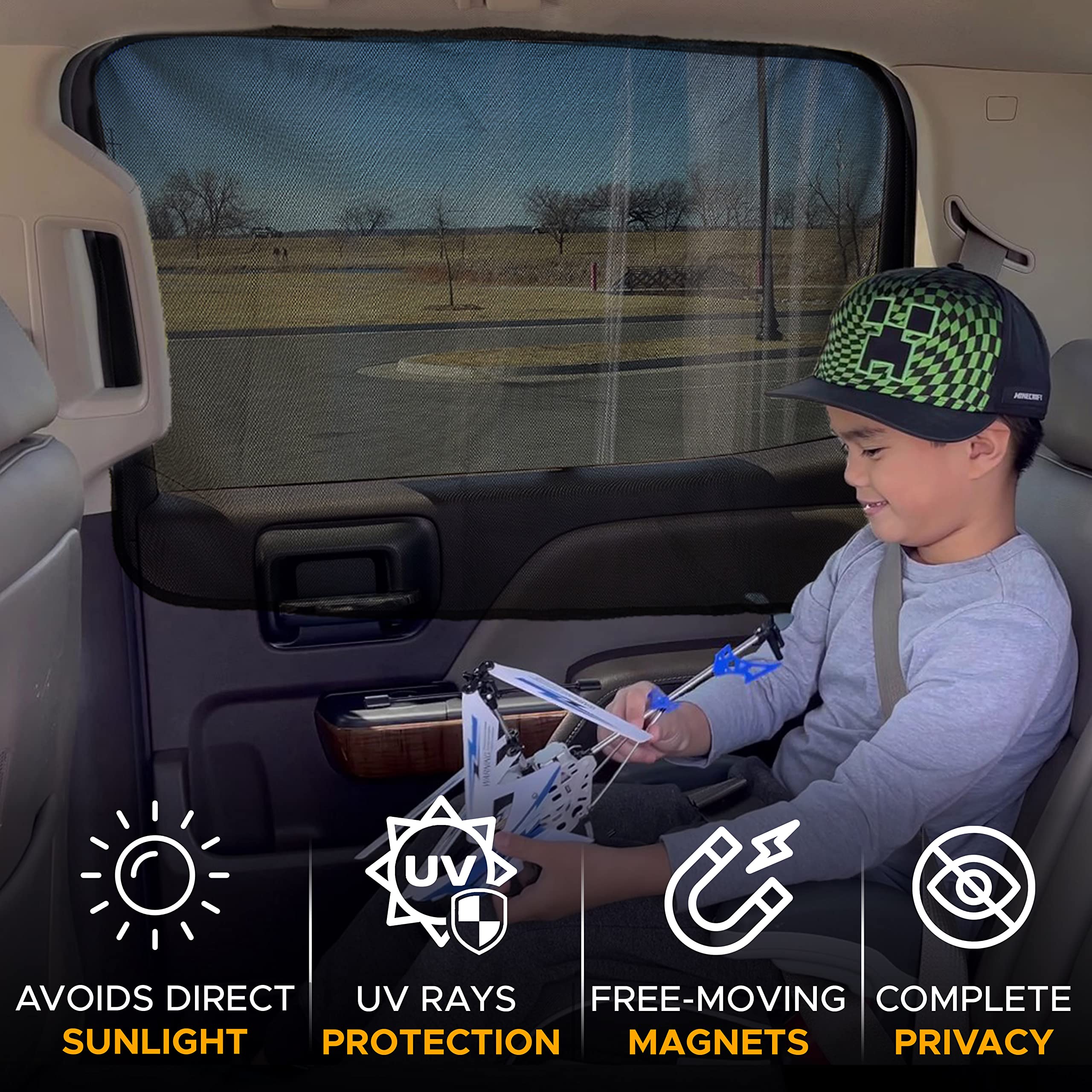 EcoNour Magnetic Side Window Sunshade (2 Pack) | Rear Window Sunshades for Car Blocks Sunlight & Keeps You Cooler | Baby Car Win