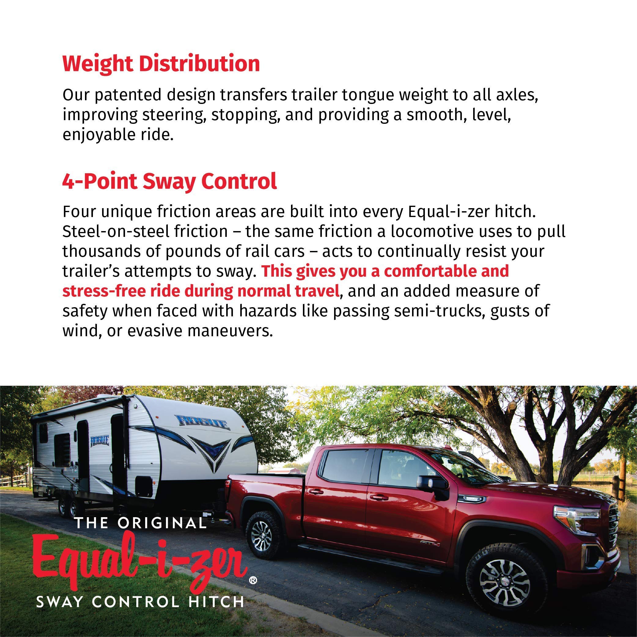 Equal-i-zer 4-point Sway Control Hitch, 90-00-1600, 16,000 Lbs Trailer Weight Rating, 1,600 Lbs Tongue Weight Rating, Weight Dis