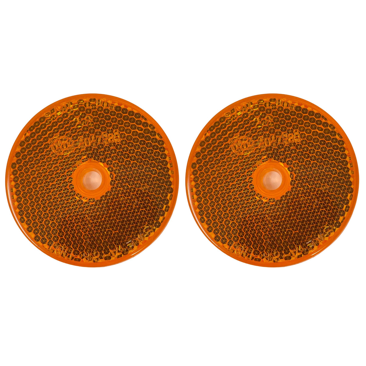 Class A 2'' Round Reflector with Center Mounting Hole - Red/Amber/White for Trailers, Trucks, Automobiles, Mail Boxes, Boats, SU