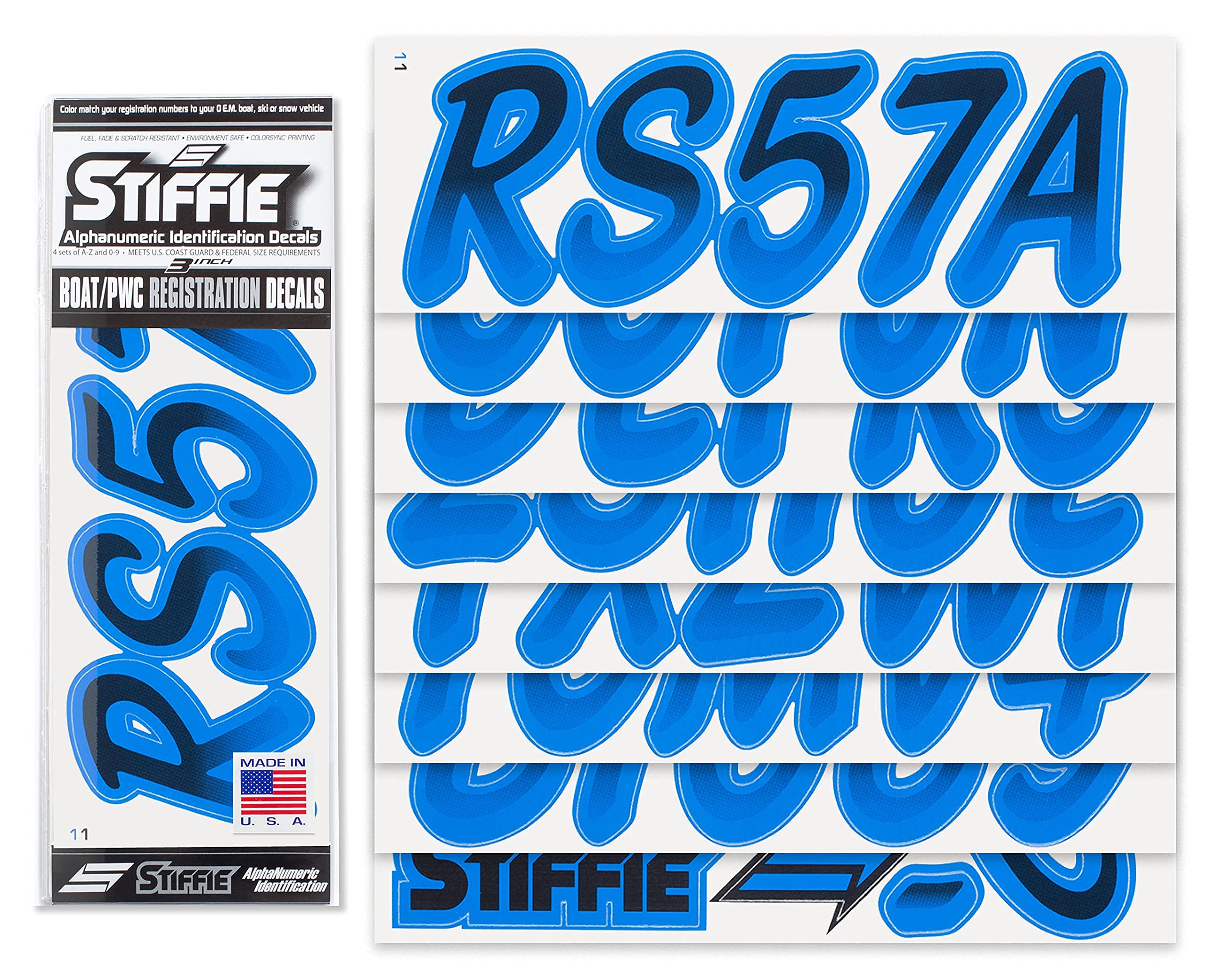 Stiffie Whipline Black/Octane 3 '' Boat & Pwc Registration Decals  Numbers Letters Stickers