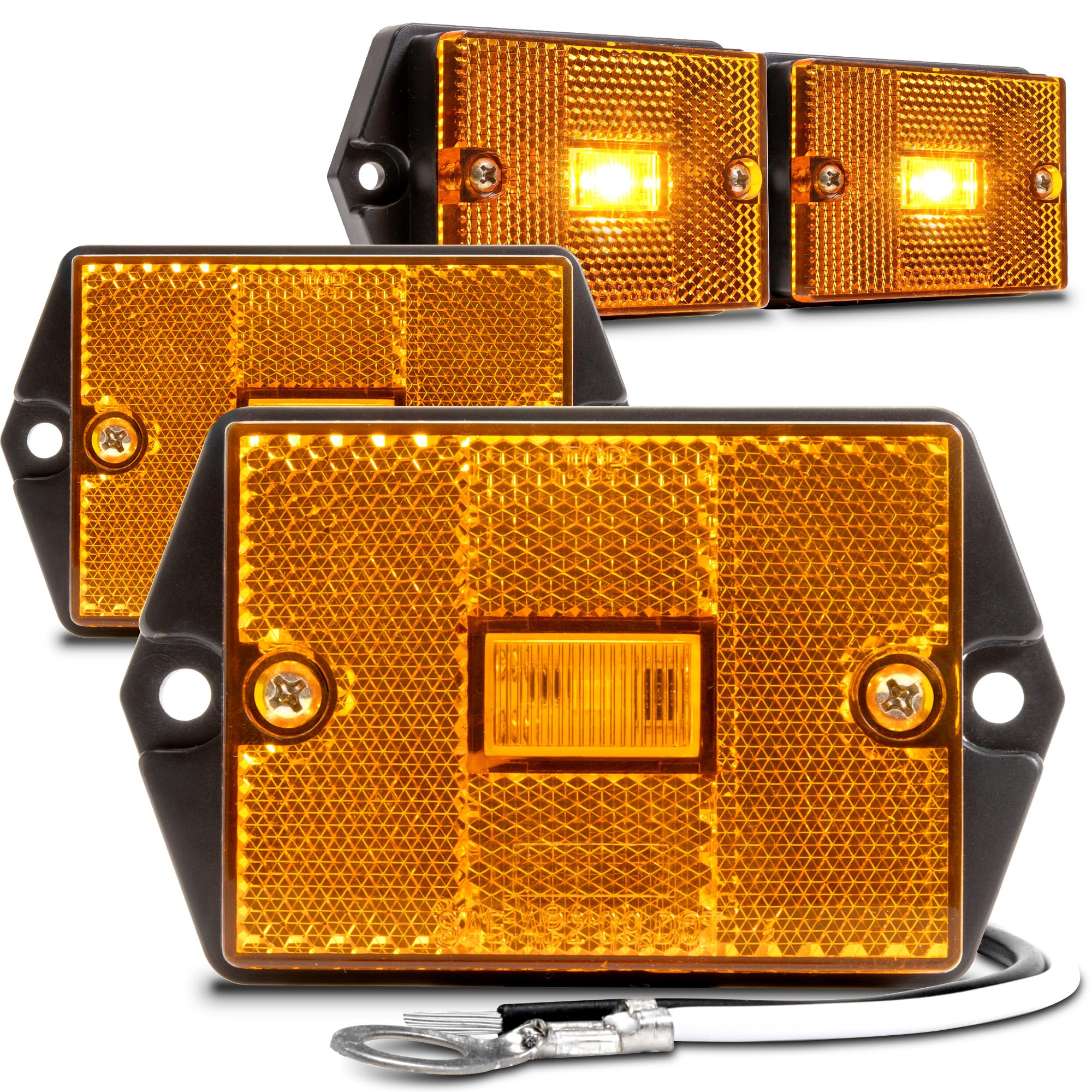 True Mods 4Pc 2X3 3X2 Inch Amber Led Surface Mount Side Marker Light [Dot Fmvss-108] [Sae Ap2] [Ip67 Waterproof] [Integrated Ref