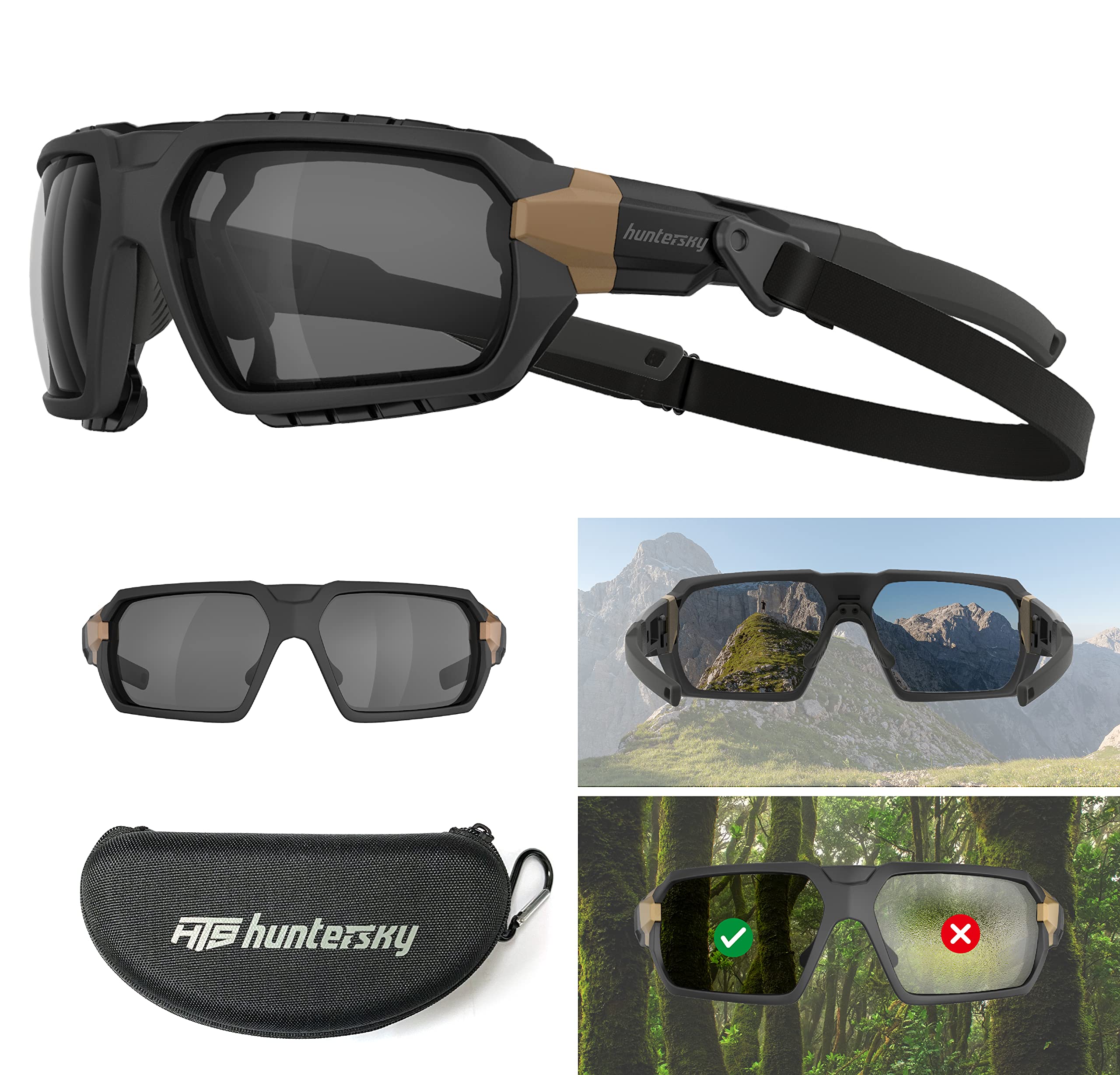 Hts Huntersky Q37 Protective Gear Powersports Motorcycle Anti Fog Polarized Riding Goggles Eyewear Padded Sunglasses For Men, Hu