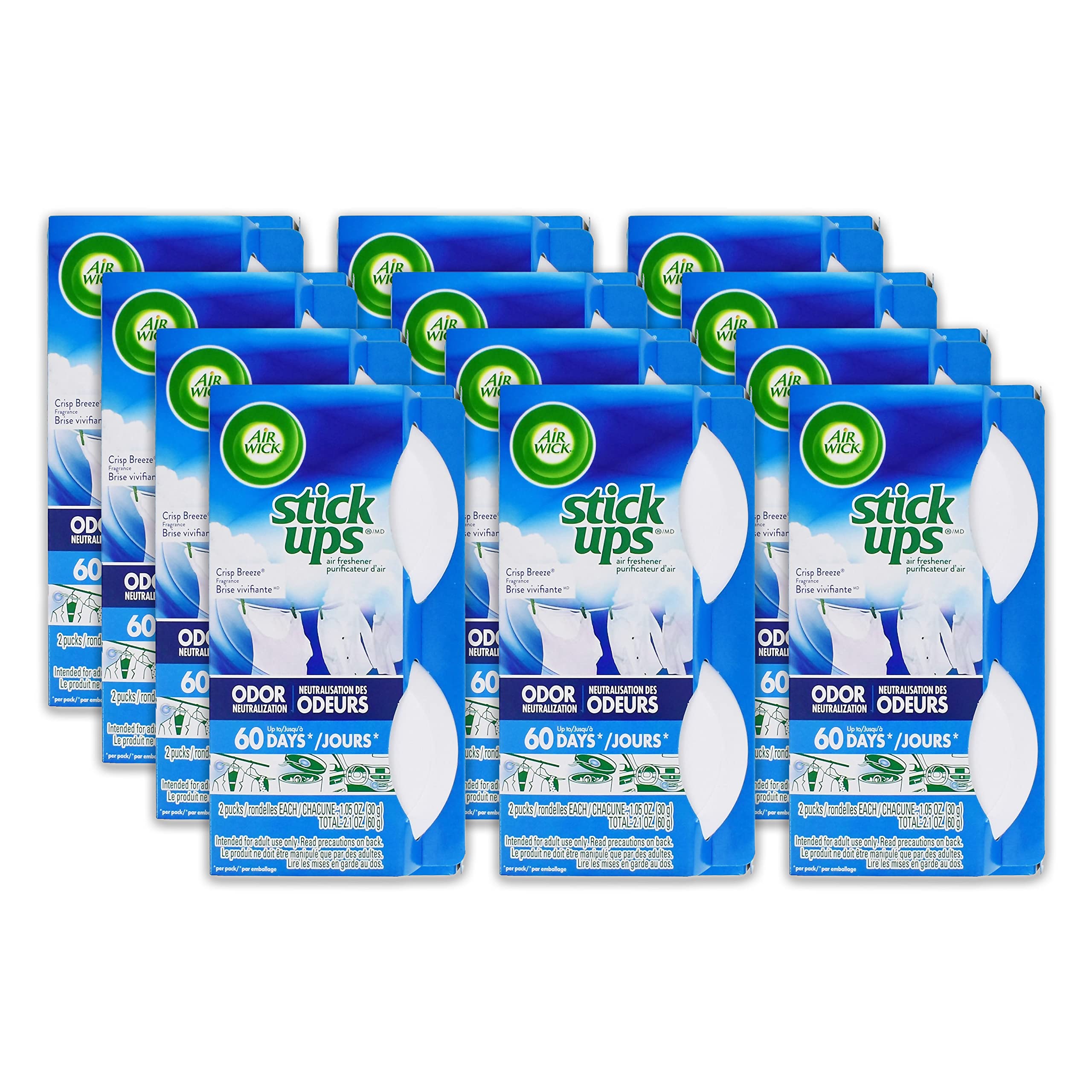 Air Wick Stick Ups Crisp Breeze Air Freshener, 2 ct (Pack of 12) (Packaging May Vary)