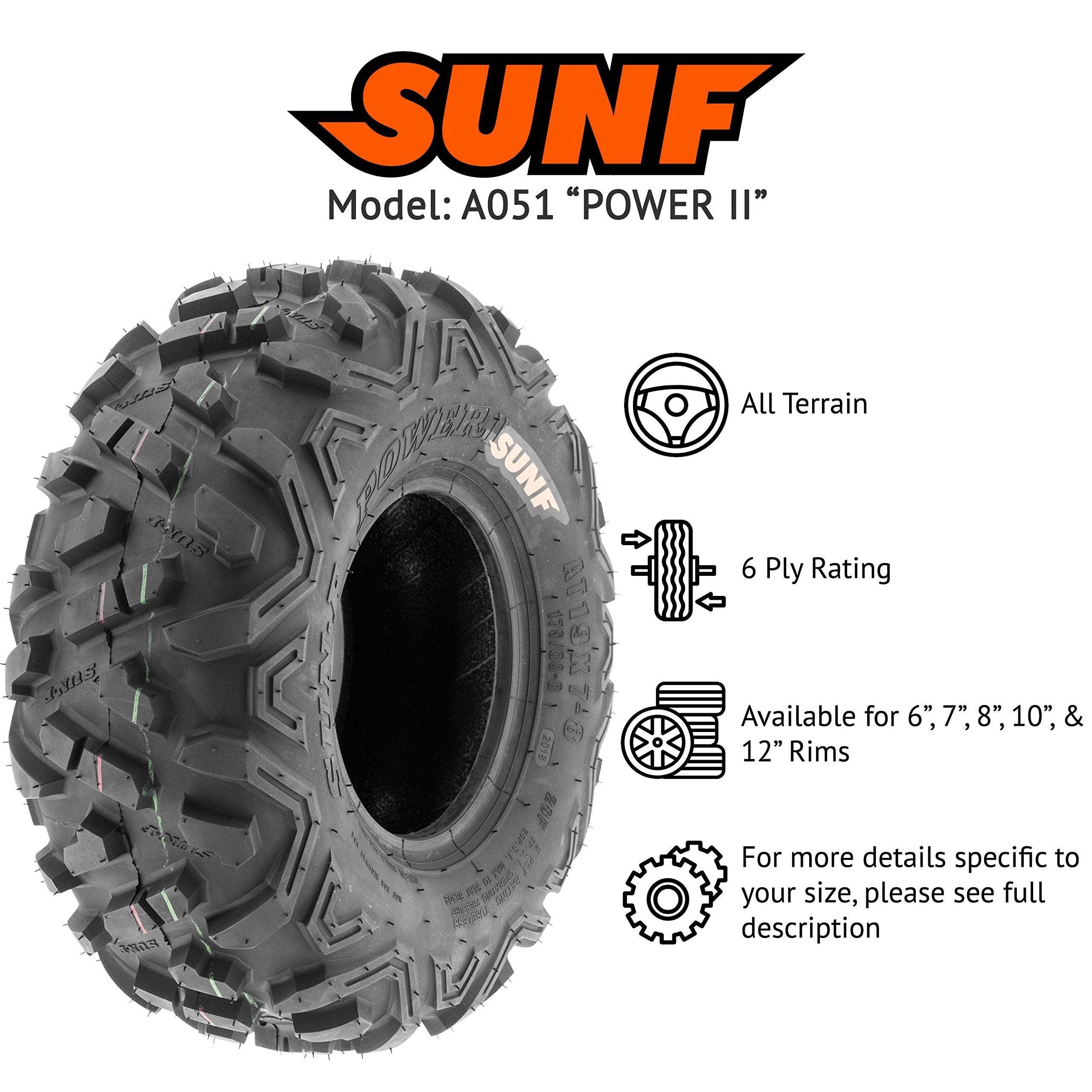 SunF 21x7-10 ATV UTV 21x7x10 All Terrain Tires 6 PR A051 POWER II - PAIR of 2