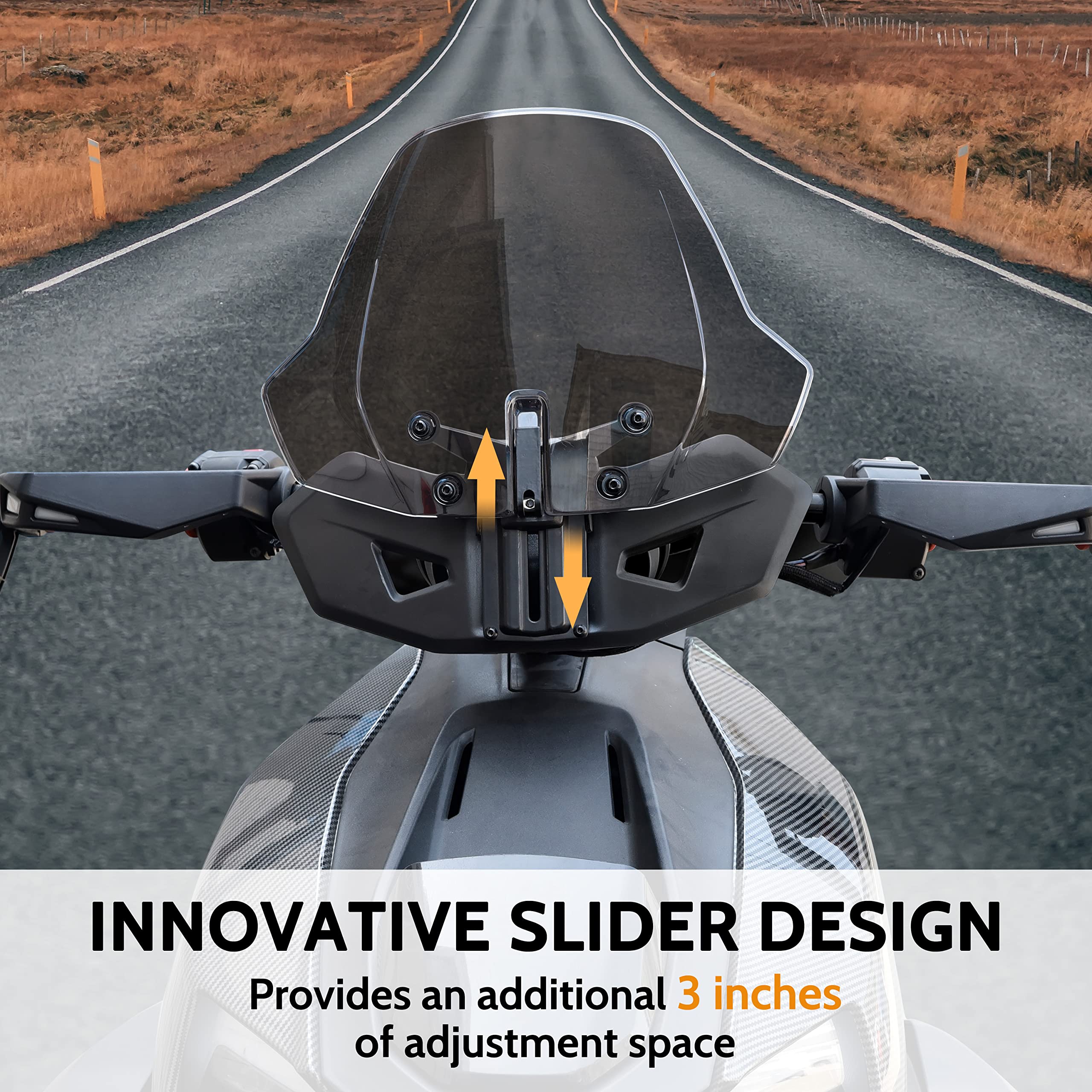 SAUTVS Dark Tinted Front Windshield for Can-Am Ryker, Adjustable Front Tinted Dustproof Durable Clear Hard Coated Wind shield fo