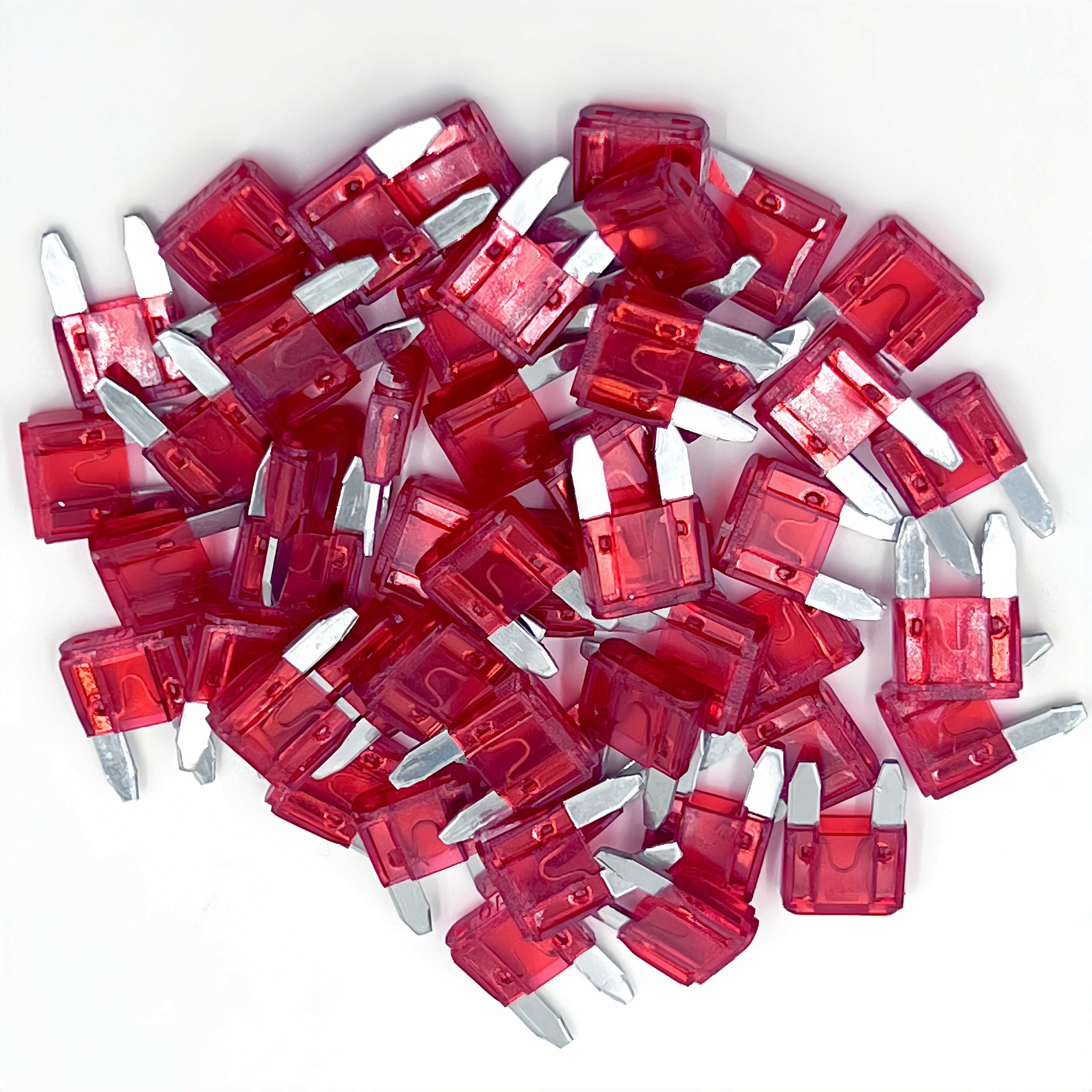 Xjlsgxusg 50Pcs 10Amp Mini Car Fuses, Blade Fuse Assortment Kit For Car, Marine, Truck, Rv Fuse Replacement