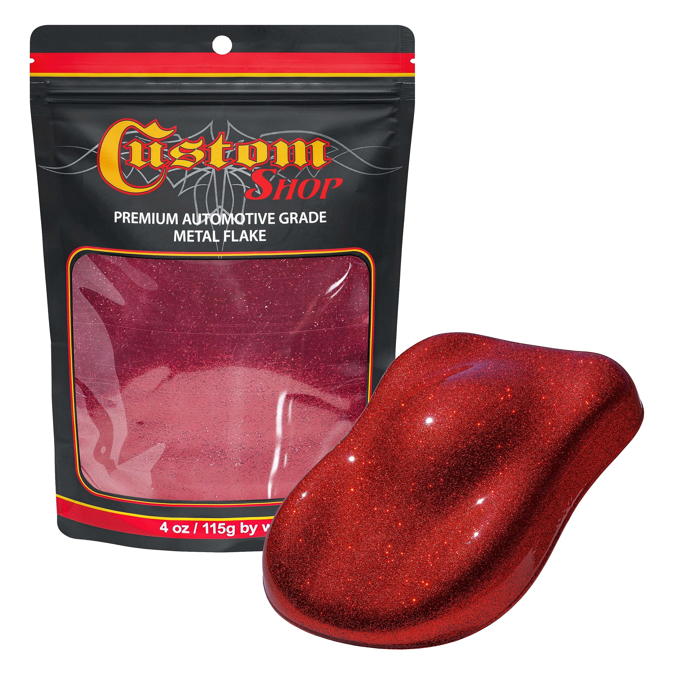 Custom Shop - Fire Red - 4-Ounces of Standard Metal Flake .015'' 375 Micron Size - Premium Automotive Grade Flake, UV, Fade, Sol