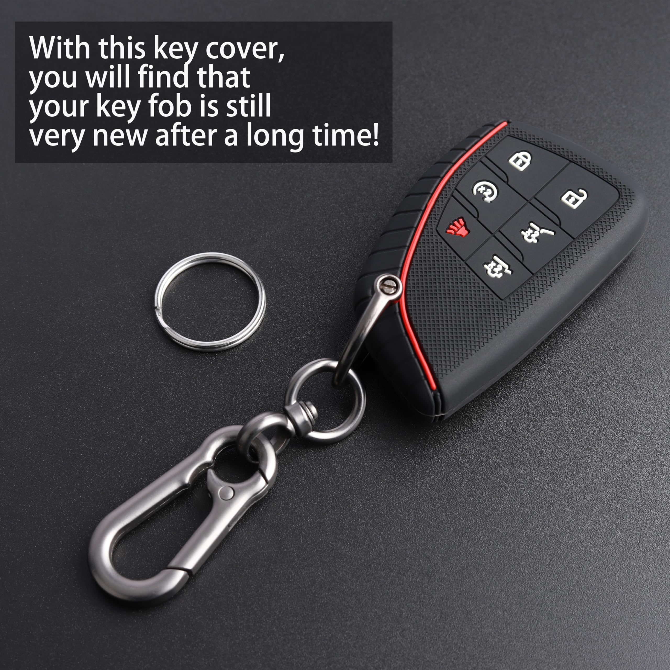 Tandrive Key Fob Cover For 2025 2024-2021 Chevy Tahoe Suburban Gmc Yukon, 6 Button, Silicone, 2-Pack, Black