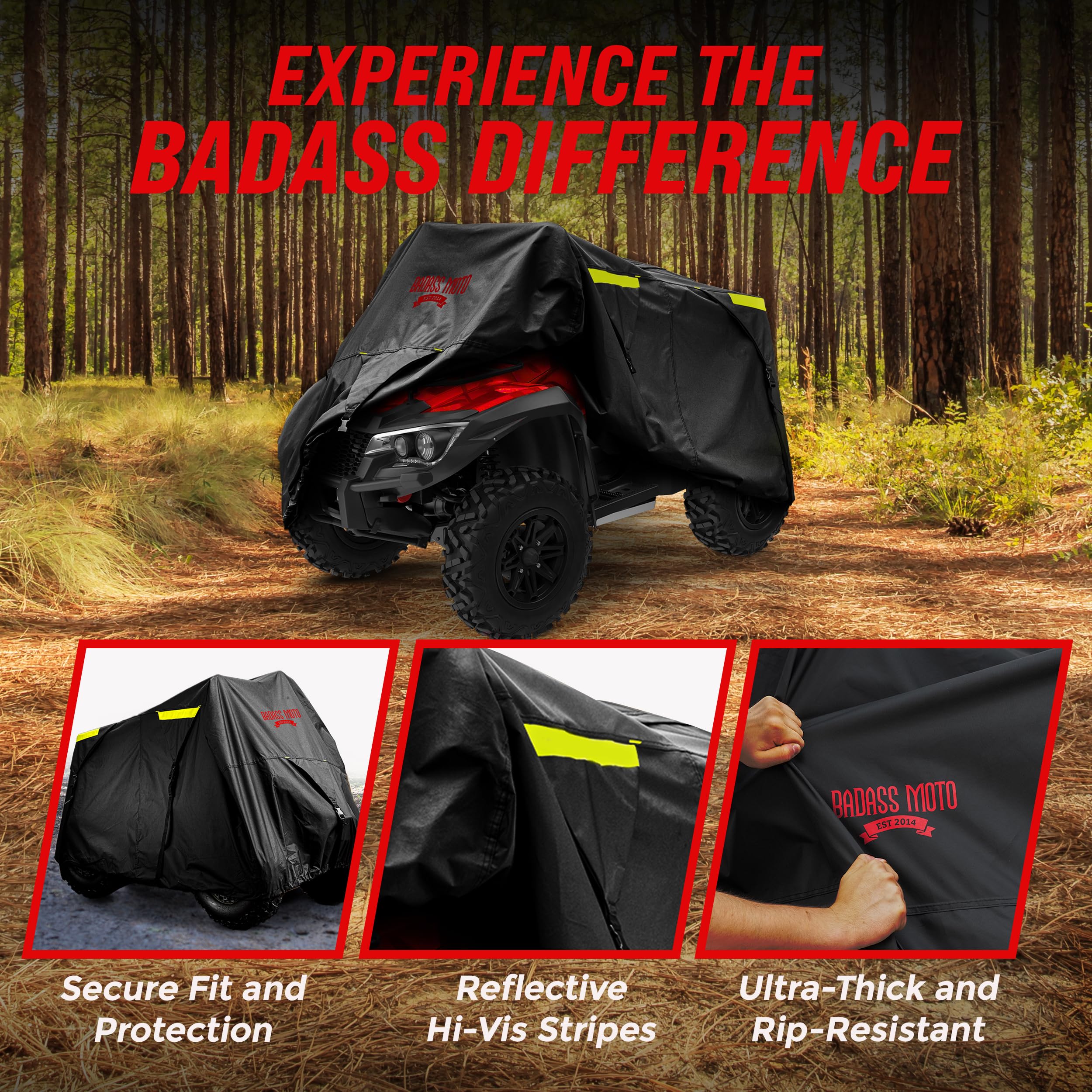 Badass Moto Ultimate ATV Cover 4 Wheeler Covers Waterproof Outdoor Storage Heavy Duty 4-wheeler Quad Tarp Vented. Durable. Fits
