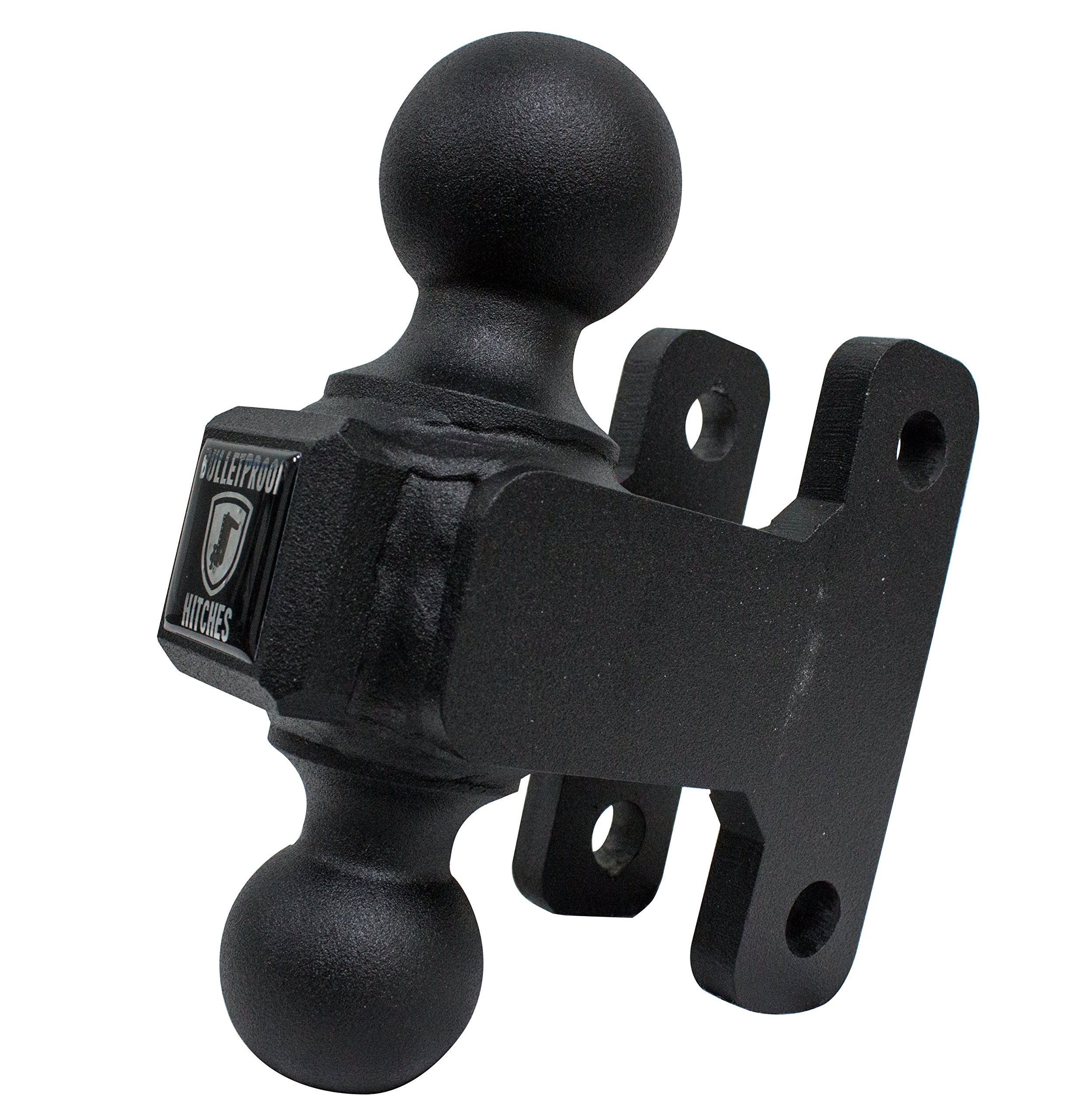 BulletProof Hitches Solid Steel Replacement Adjustable Trailer Hitch Dual Ball 2 and 2 5/16 (Black Textured Powder Coat, Rated t