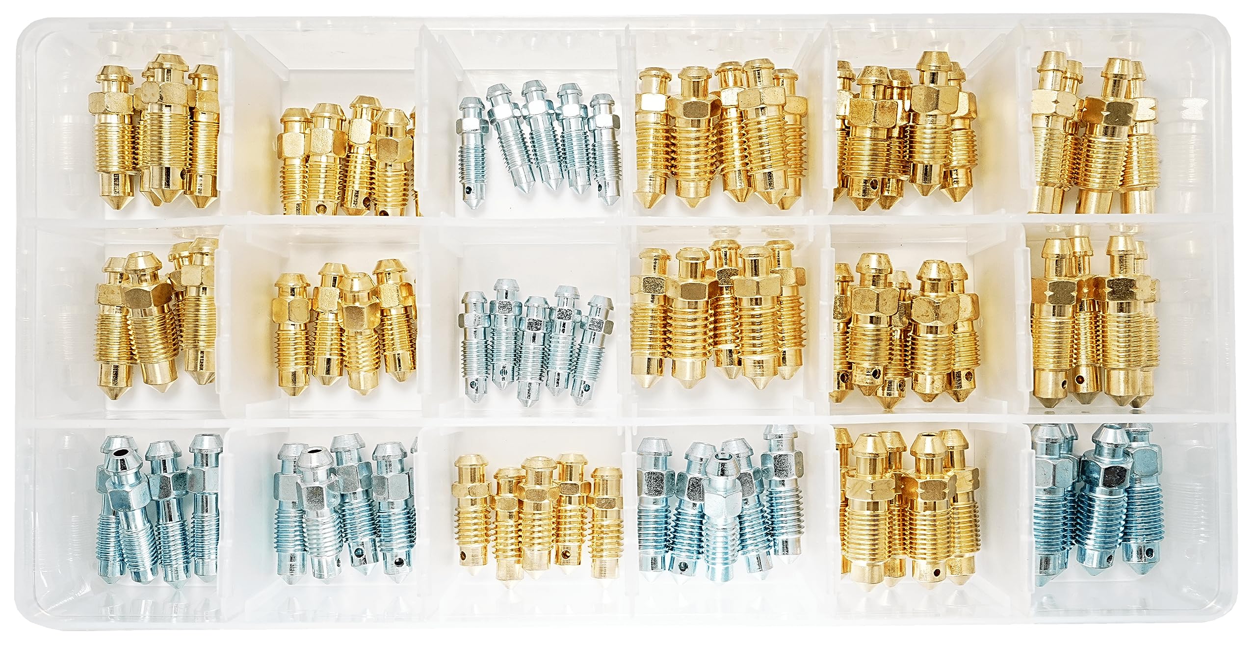 90 PCS 18 Types Brake Valve Screw Assortment, Brake Caliper & Wheel Cylinder Bleeder Screw, Standard SAE & Metric Bleeding Screw