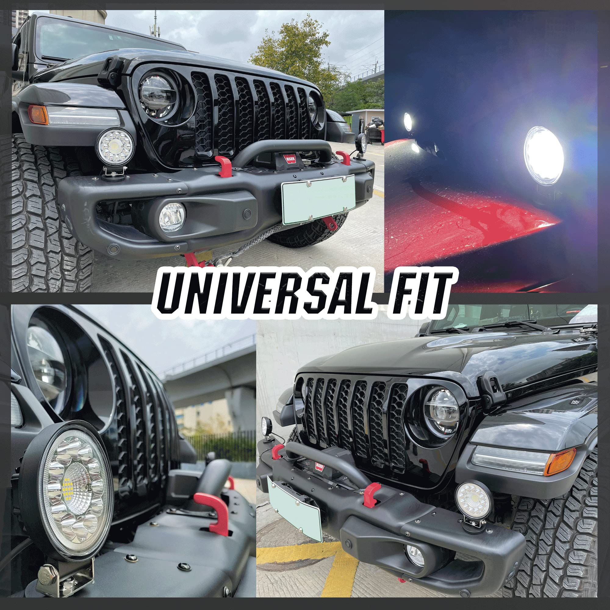 Hozilife Round Led Offroad Lights Pod, Fog Lights, 4.5 Inch 2Pcs Spot Flood Combo Off-Road Lighting Driving Work Light 42W 4200Lm 24/12 Volt Led Lights For Trucks Tractor Atv Utv Boat