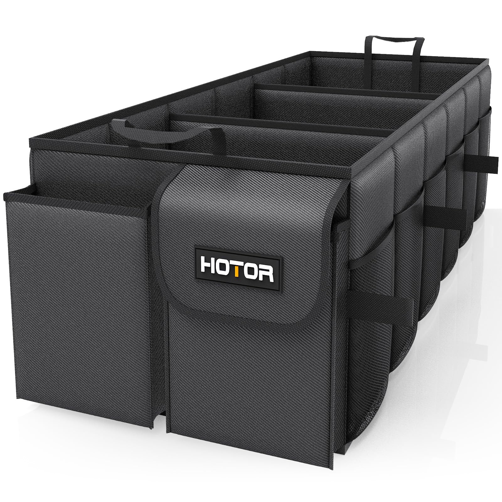 Hotor Foldable Trunk Organizer - Suv & Sedan Compatible, 3 Compartment, Black, 31.9 ''  12.6 ''  10.6 '' Sturdy Car Organization