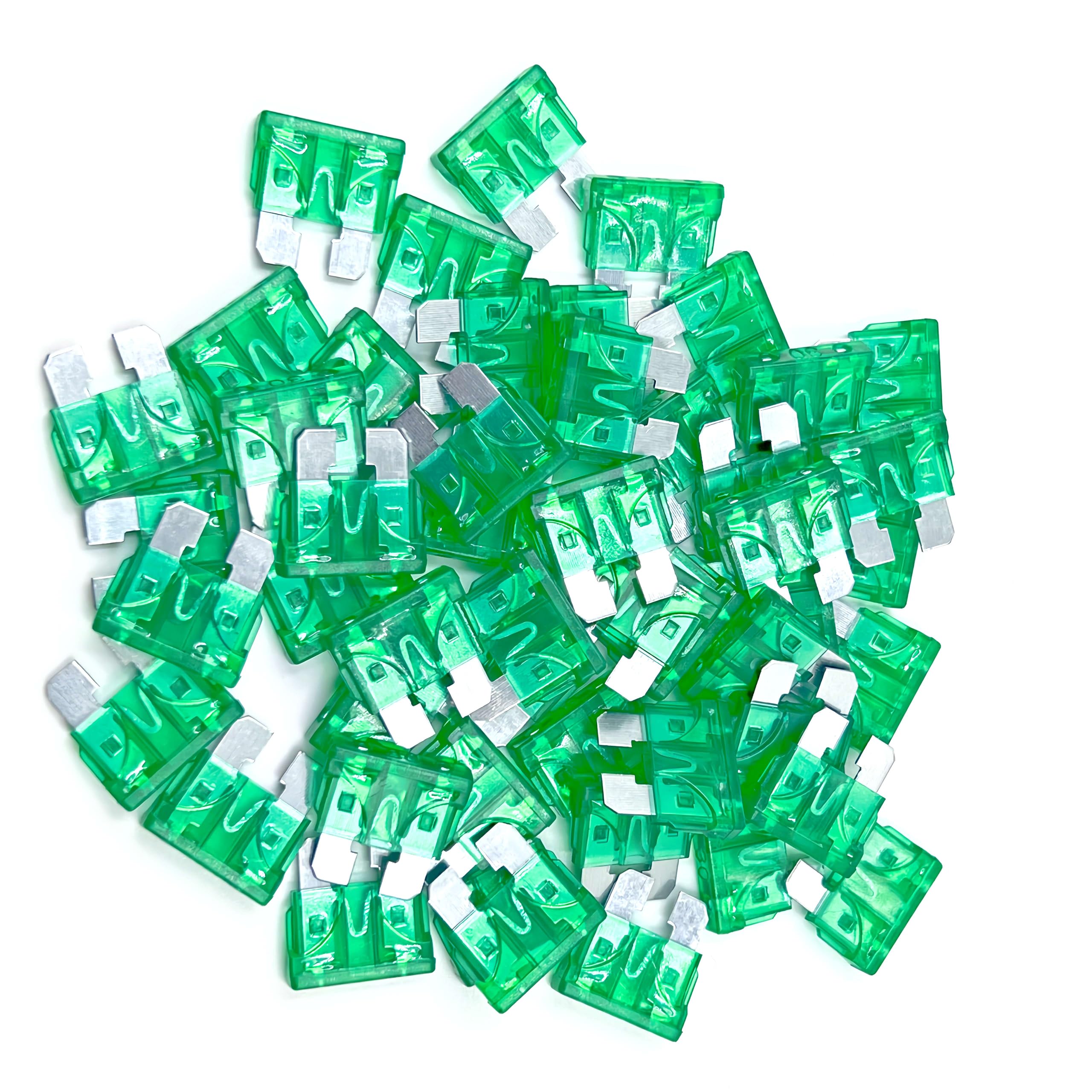 Xjlsgxusg 50Pcs 30Amp Standard Car Fuses, Blade Fuse Assortment Kit For Car, Marine, Truck, Rv Fuse Replacement