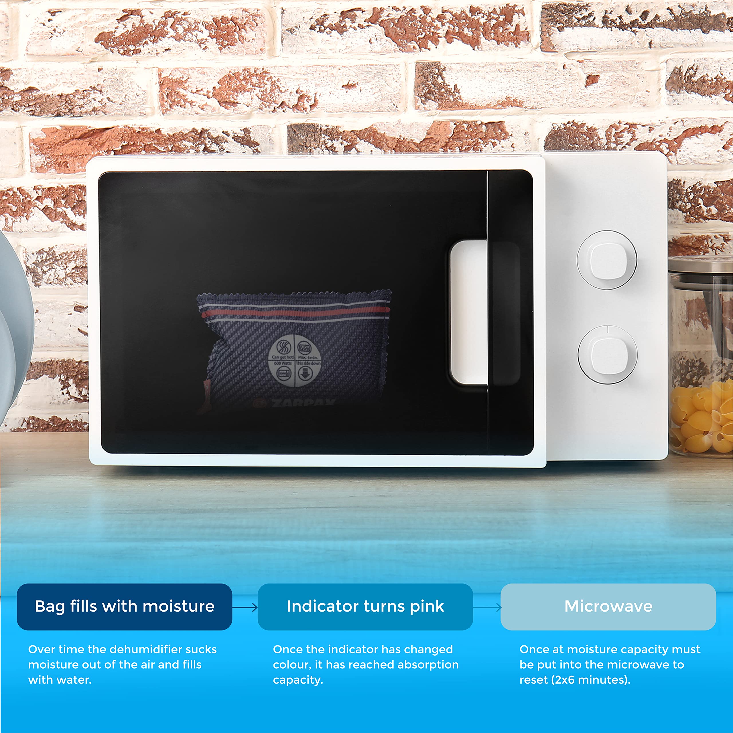 ZARPAX Car Dehumidifier Bag 2 pack | Absorbs Moisture, Damp, & Condensation on Windscreens & Car Interior | 100% Leakproof | Reusable Dehumidifier | Dashboard Dehumidifier & Car Condensation Remover