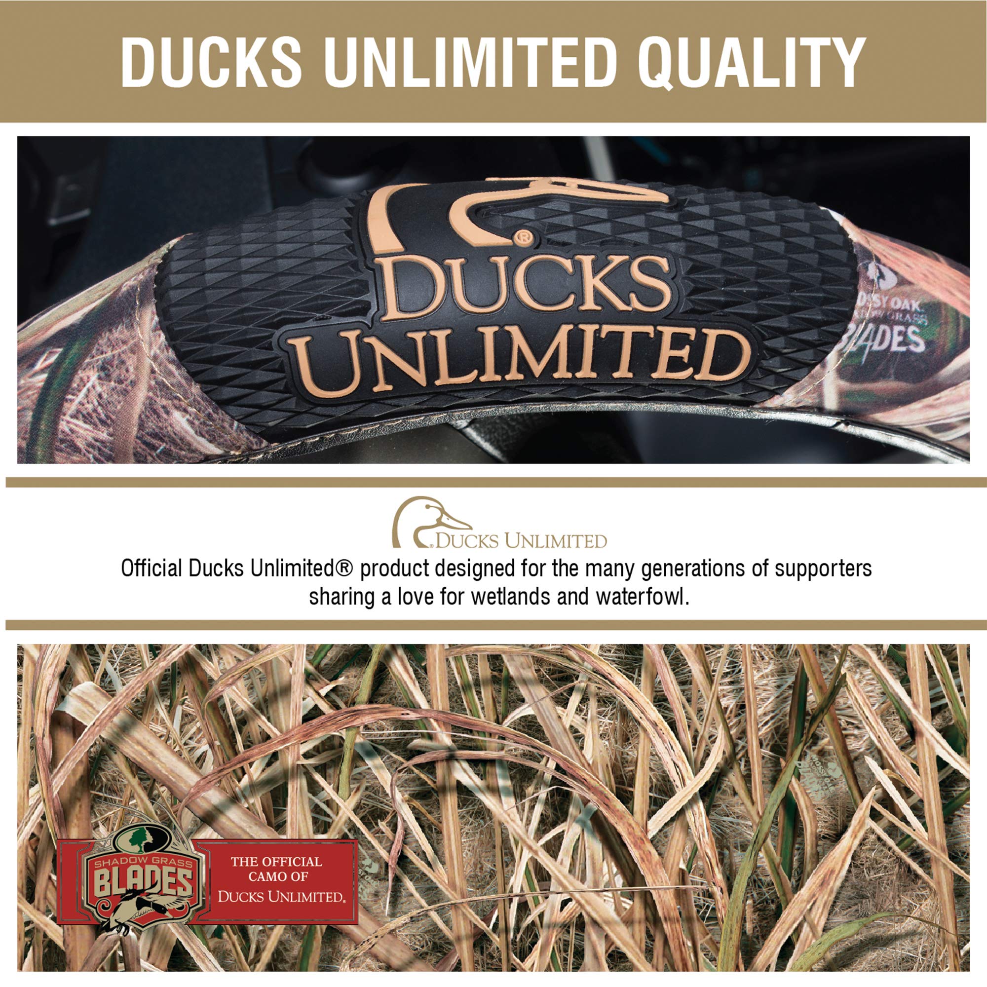 Ducks Unlimited Steering Wheel Covers, Universal Fit, Easy To Install For Car Truck Van Suv, Mossy Oak Shadow Grass Blades