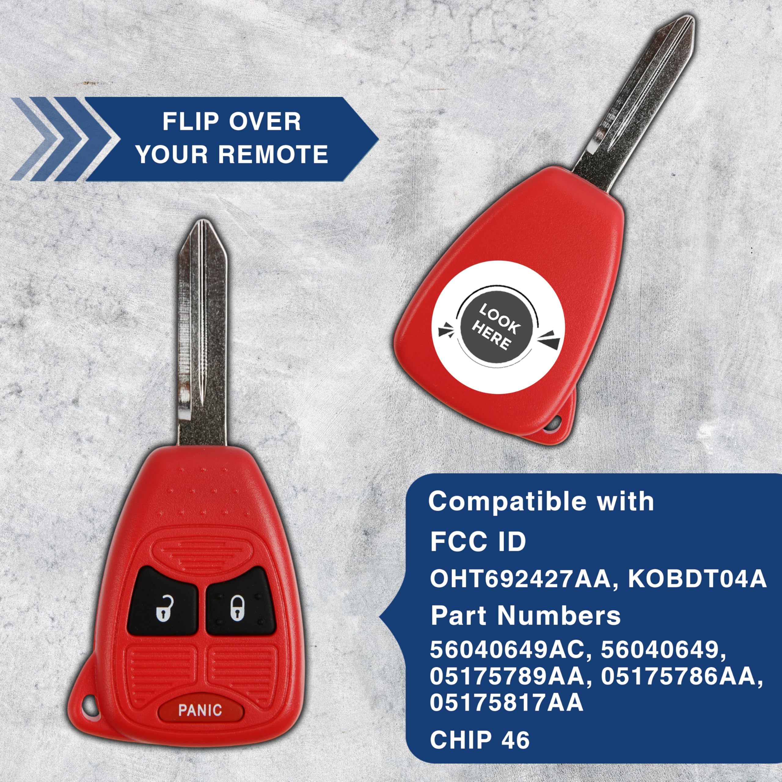 Keylessoption Keyless Entry Remote Control Car Key Fob Replacement For Oht692427Aa Kobdt04A Red