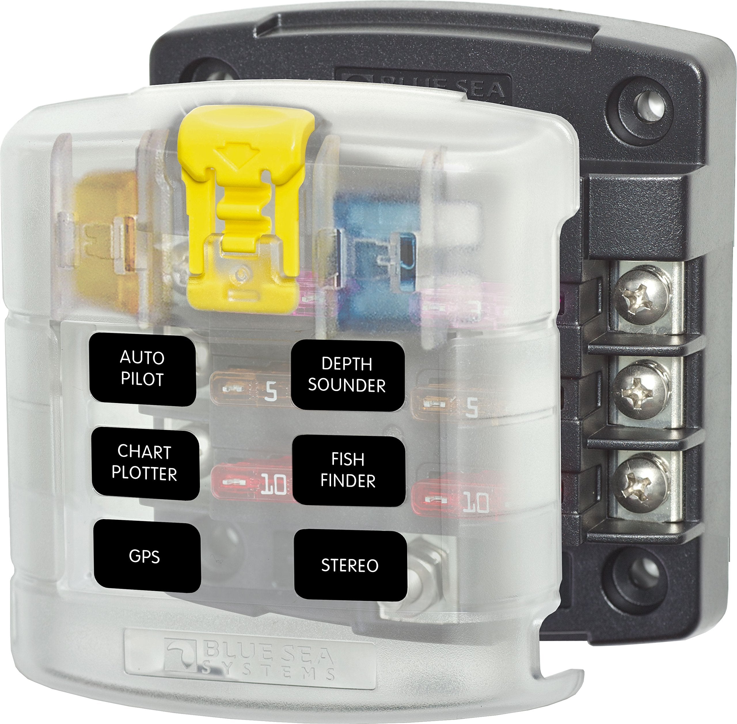 Blue Sea Systems St Blade Fuse Block - 6 Circuits With Cover Style: 6-Circ W/Cover, Model: 5028, Outdoor & Hardware Store