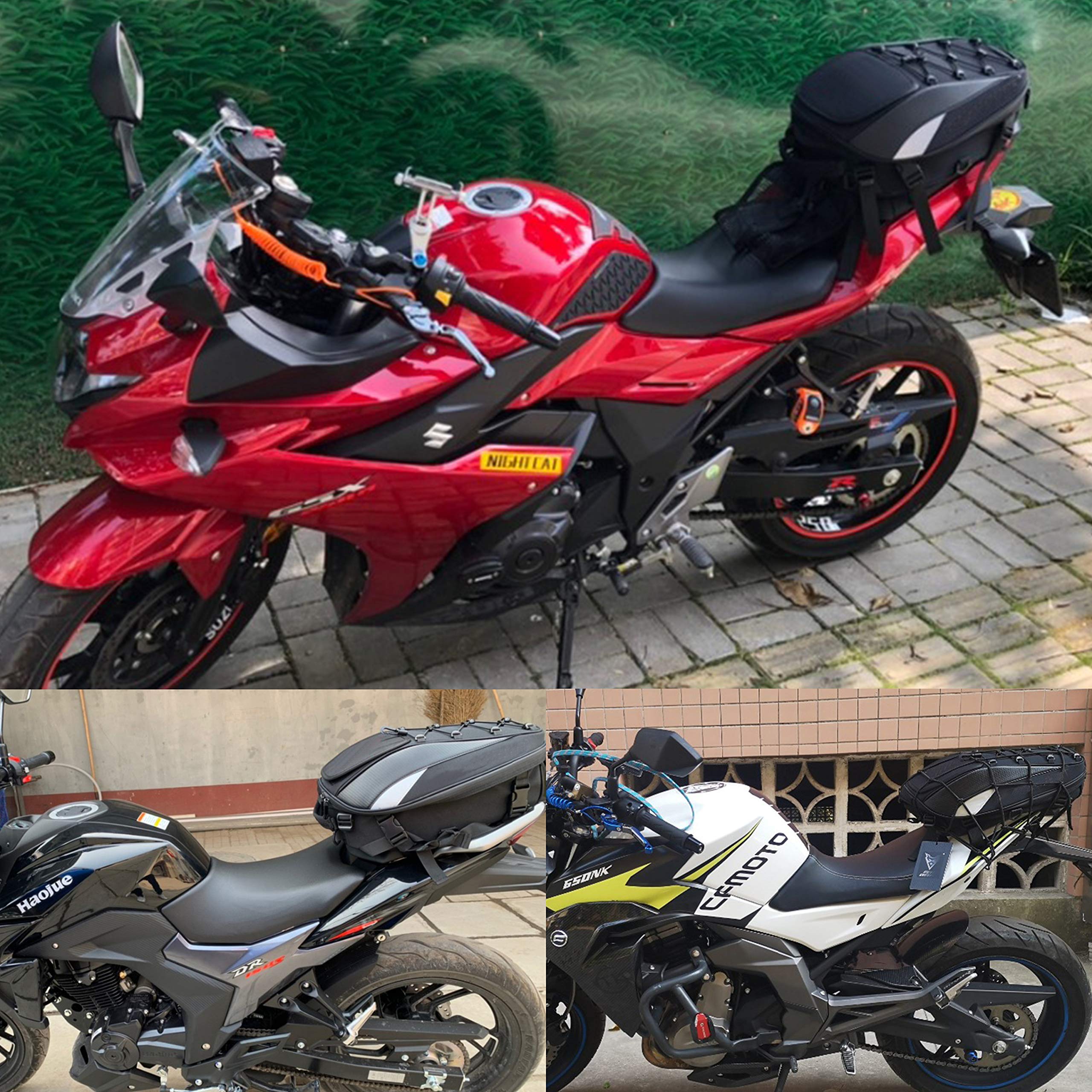 Mihunter Motorcycle Tail Bag, Seat Bag, Dual Use Motorcycle Waterproof Helmet Bag For Motorbike - With One Extra Motorcycle Cargo Net