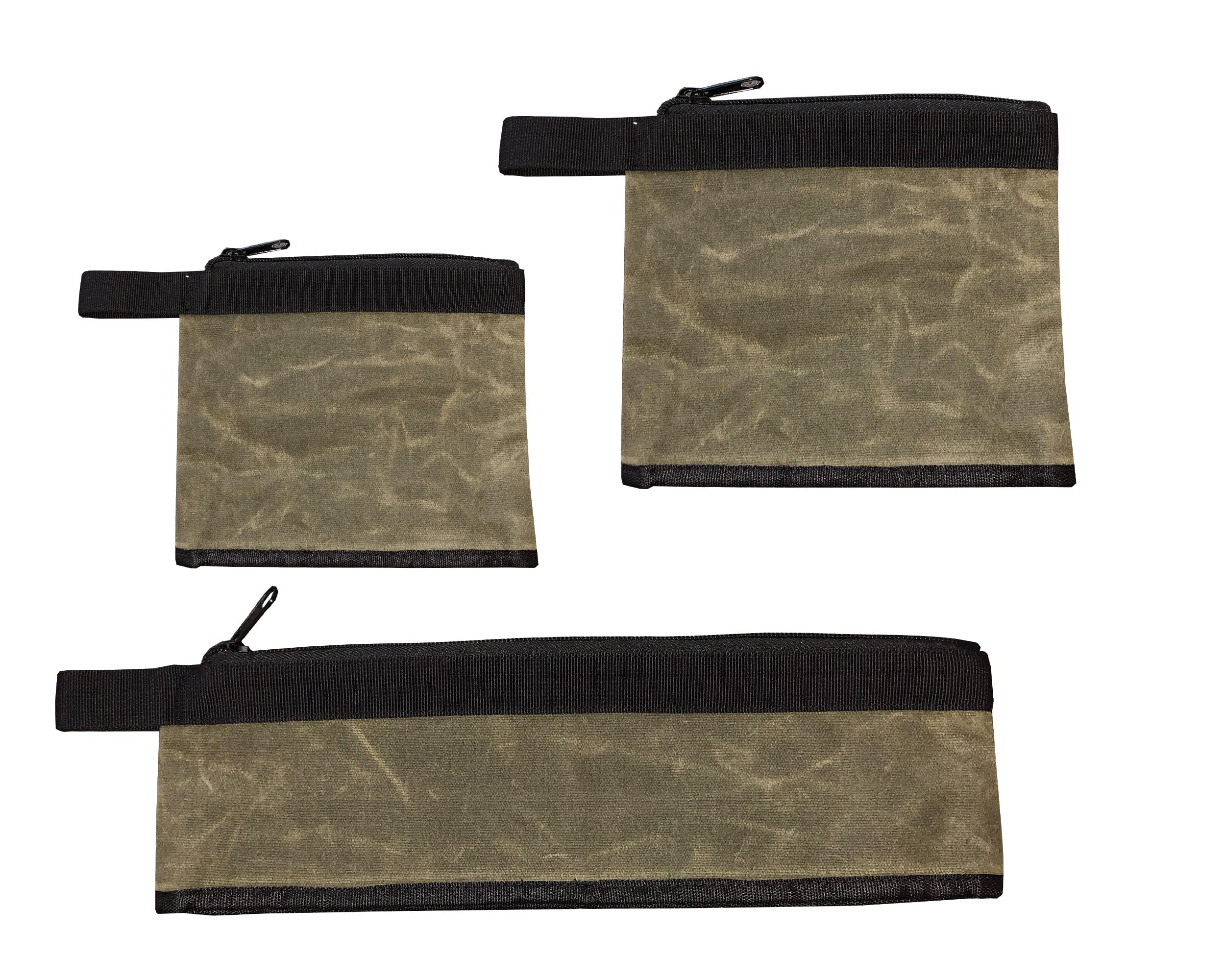 Overland Vehicle Systems Small/Medium Size 3-Bag Set Of Storage Bags - #12 Waxed Canvas - Infused With Paraffin Wax Waterproofing - Universal For, Tools, Automotive, Fishing, Hunting And More!