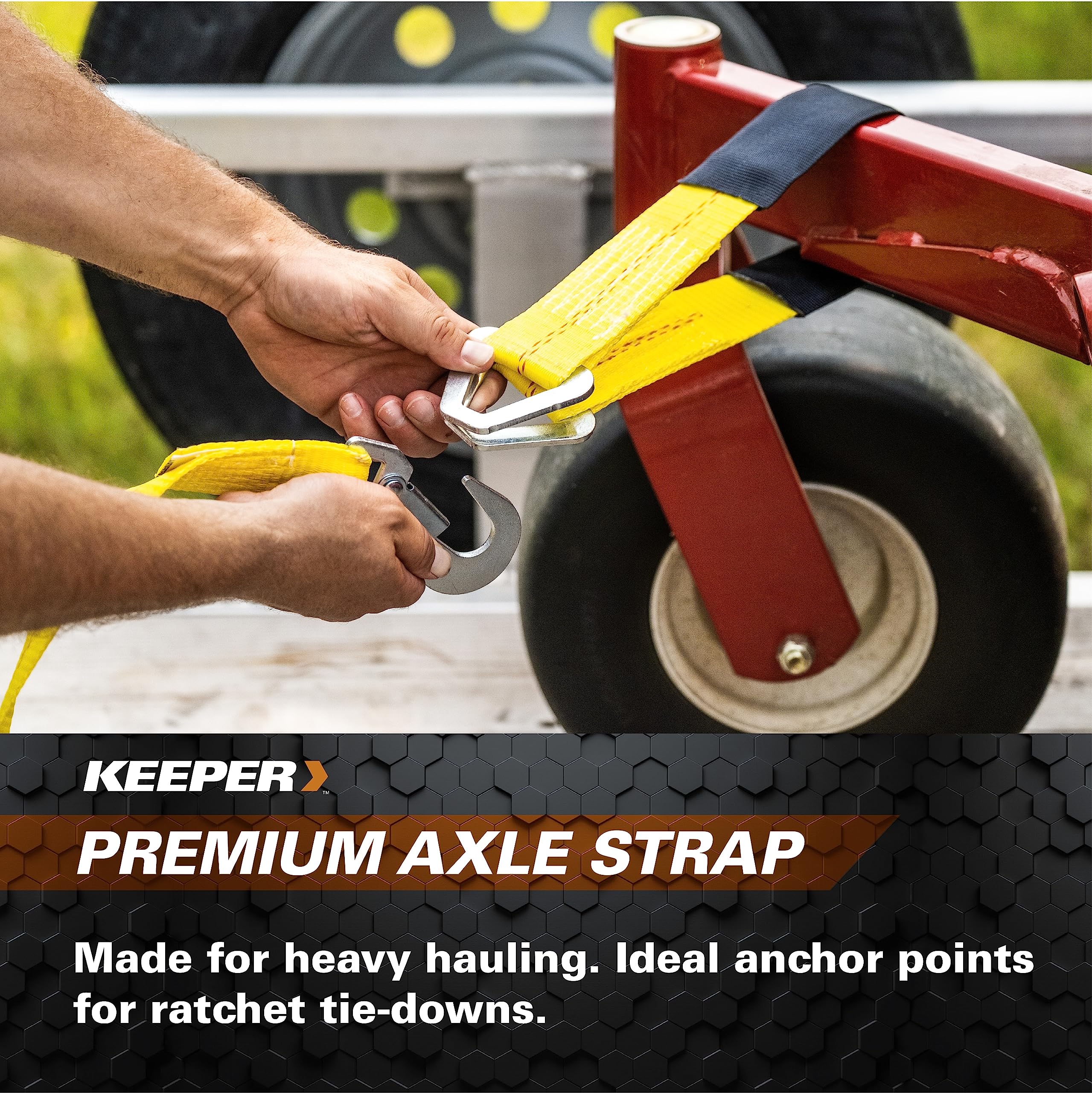 Keeper - 2    X 24    Premium Axle Tie Down Strap With D Rings - 3,333 Lbs. Working Load Limit And 10,000 Lbs. Break Strength,On