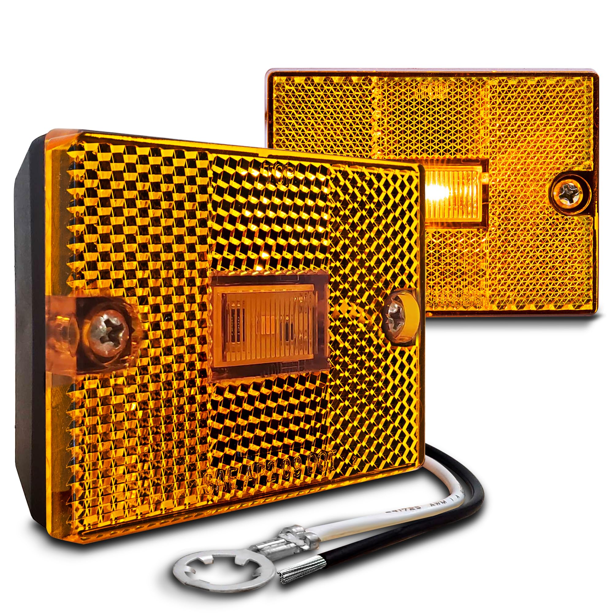 True Mods 2Pc Amber Led Side Marker Light [Dot Certified] [Ip67 Waterproof] [ Integrated Reflector] For Utility Boat Trailers Ov