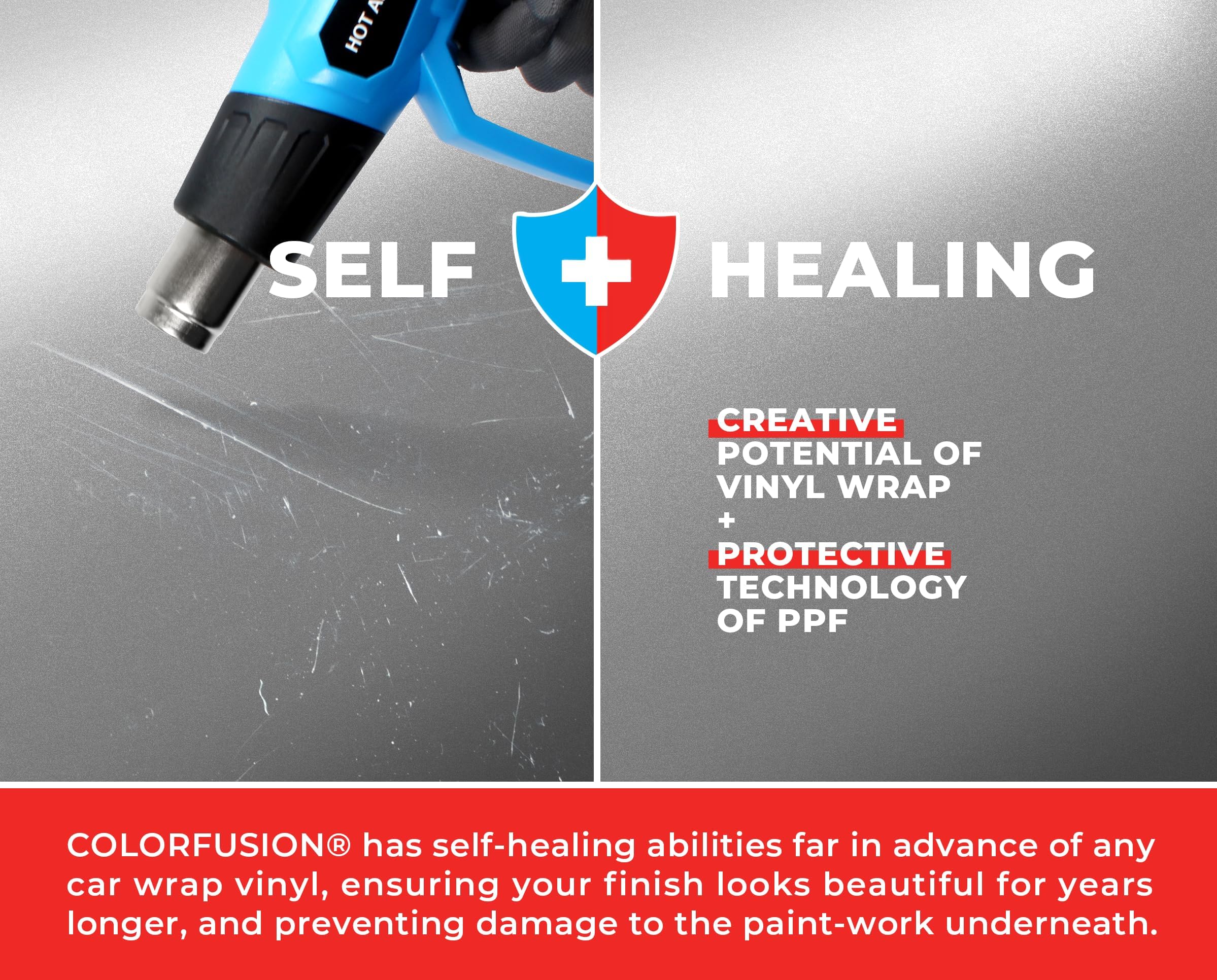 Colorfusion Ppf By Vvivid, Gunmetal Satin Metallic Dry Apply Ppf Vinyl Car Wrap Roll 10Ft X 5Ft