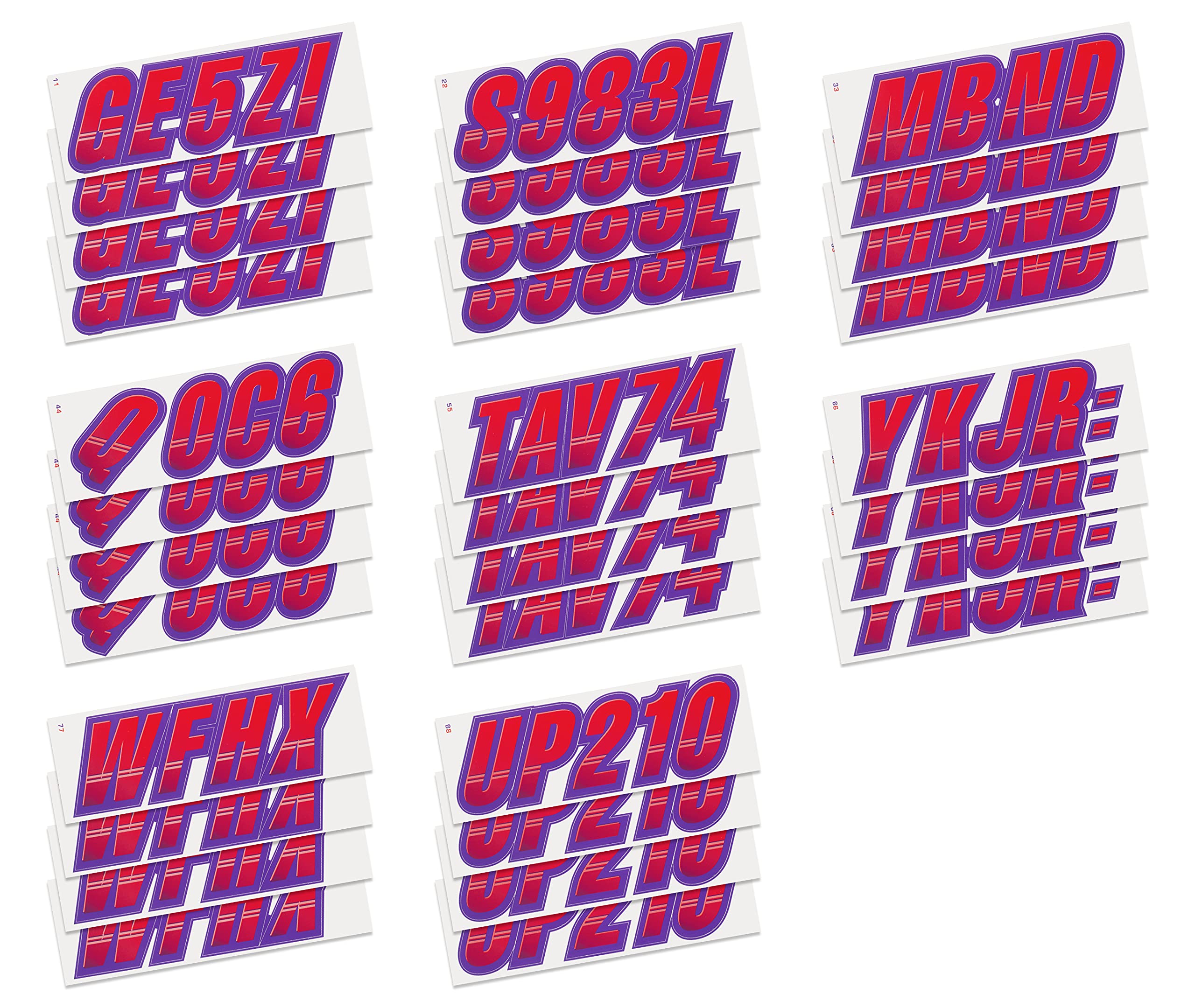 Stiffie Techtron Red/Purple 3 '' Boat & Pwc Registration Decals  Numbers Letters Stickers