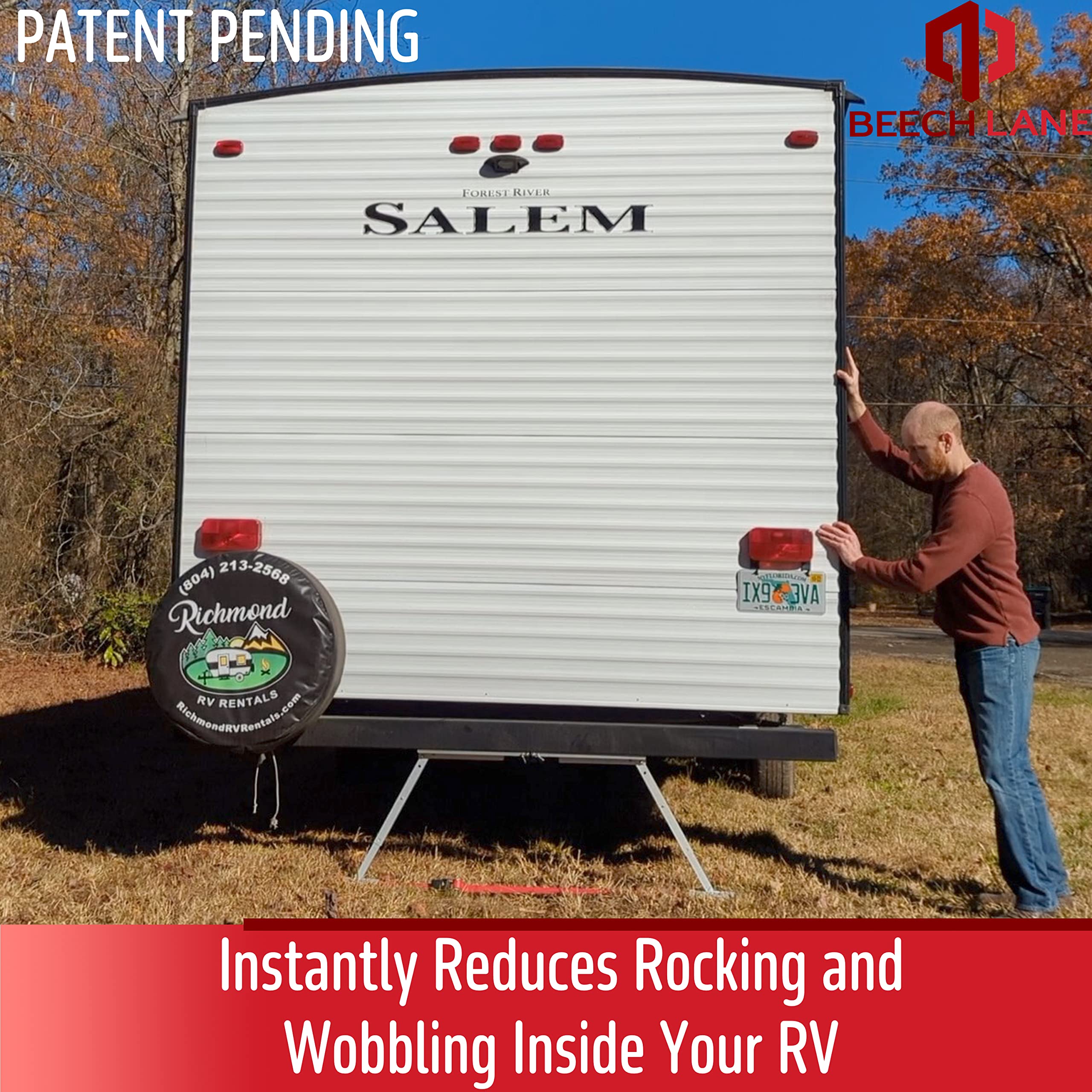 Beech Lane Universal Rv Stabilizer, Reduces Rv Wobble, Compact Foldable Design For Easy Storage, Adjustable Height Of 12'' To 26